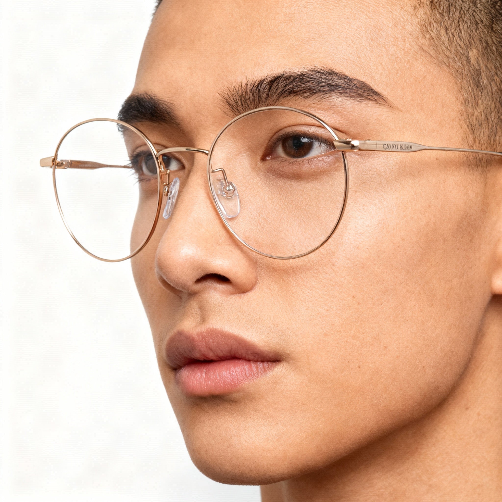 Calvin Klein Classic Unisex Rose Gold Metal Full Rim Round Non- Eyeglasses 49mm Lens 145mm Temple, Photo 3