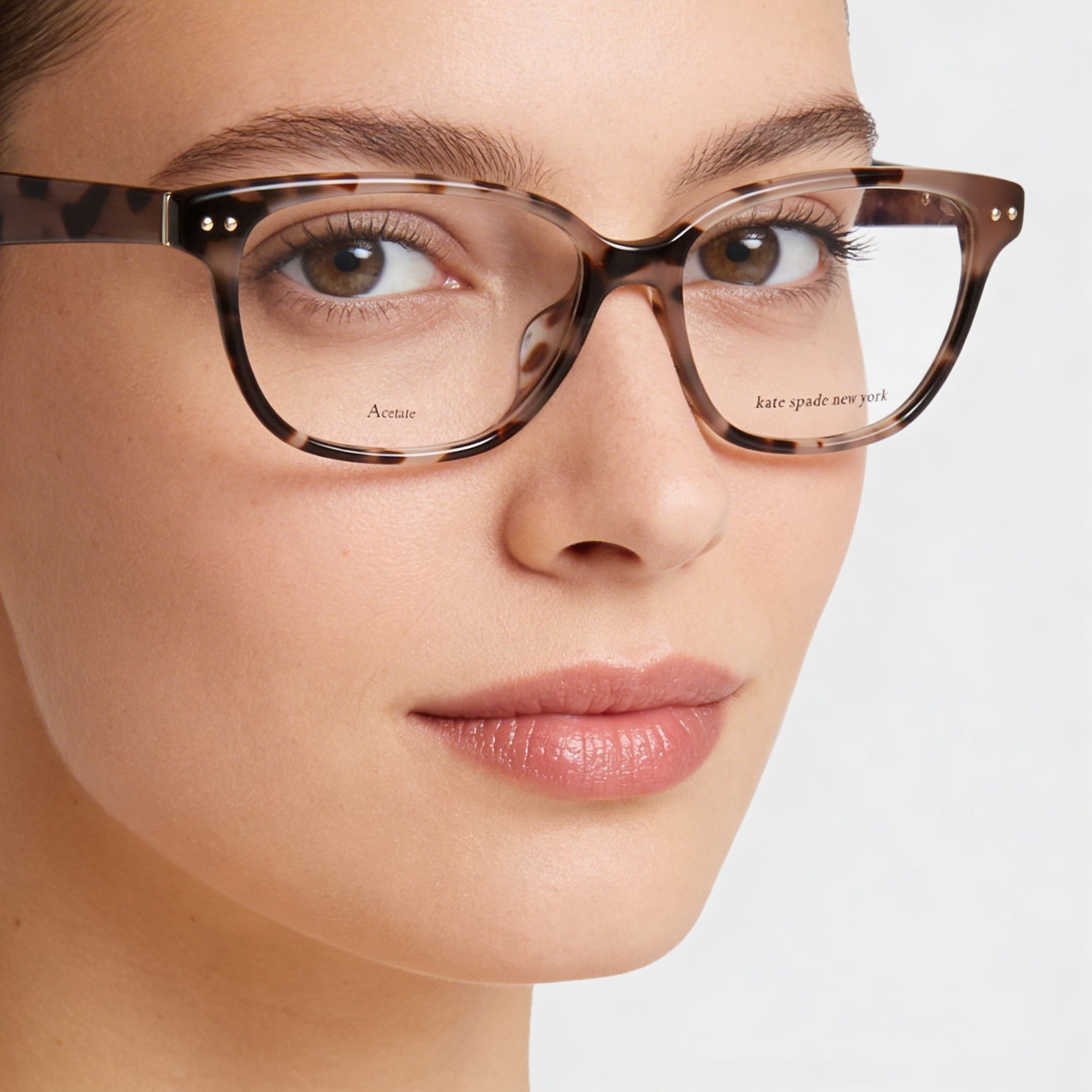 kate spade new york AURELIA/F Women's Dark Havana Acetate Rectangular Squared Optical Eyeglass Frame, 53mm, Photo 4