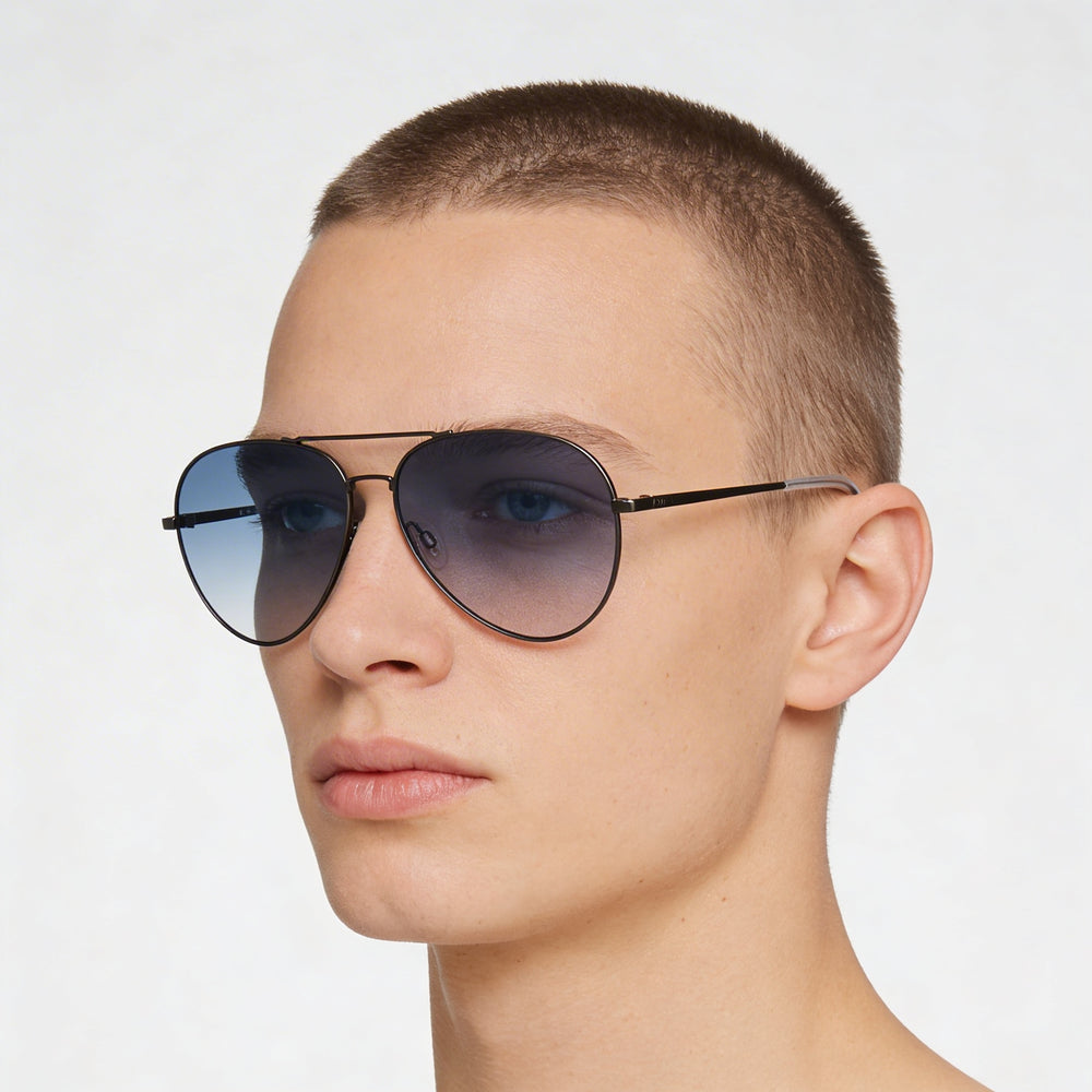 rag & bone Aviator Gafas de Sol Unisex Acero Inoxidable Montura Gris Oscuro Lentes Grises con Protección UV 59-13-145mm