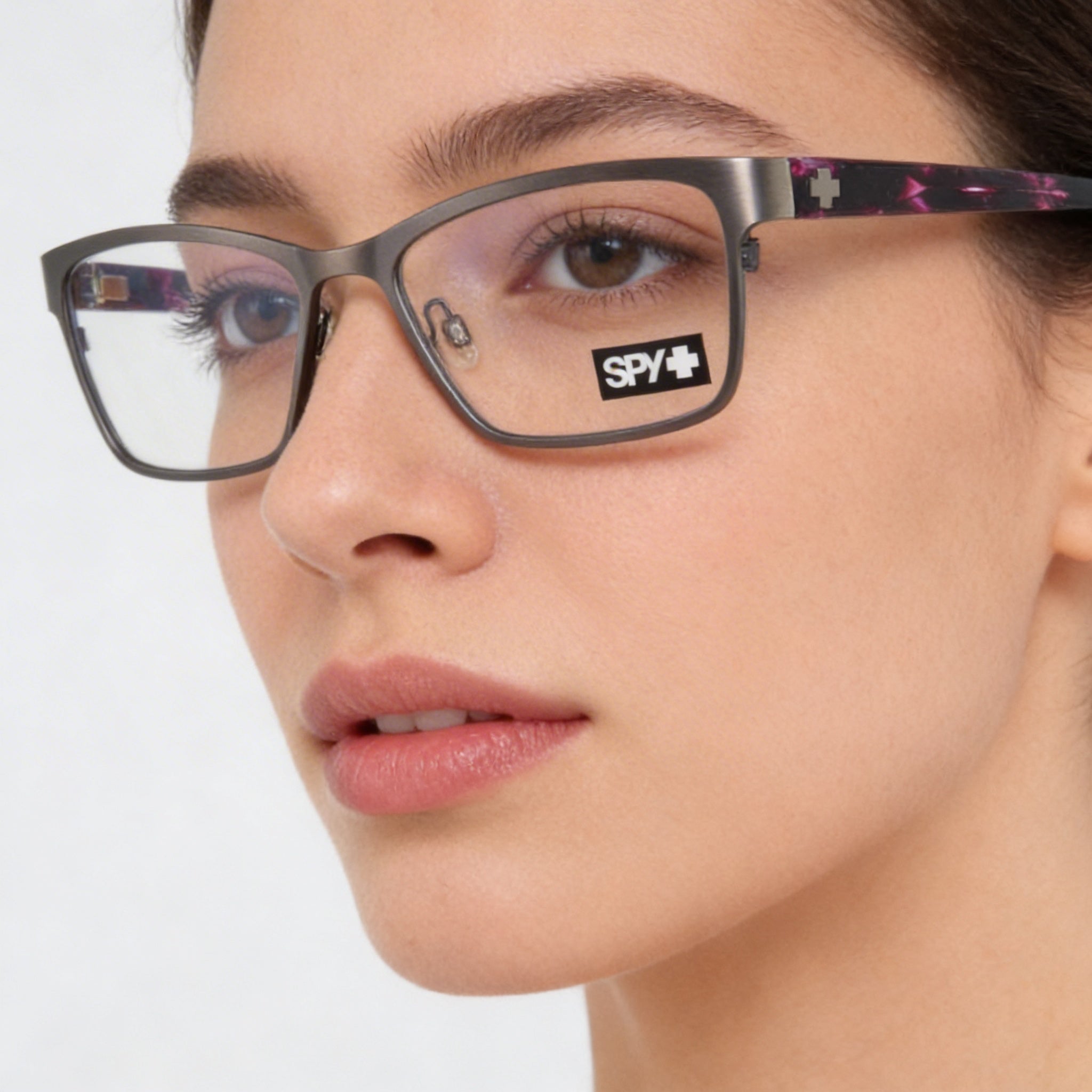 Gafas Spy Classic para mujer, listas para lentes de prescripción, montura de material compuesto, color gris plomo cepillado, camuflaje morado, con efecto carey, 52-16-141 mm, Photo 5