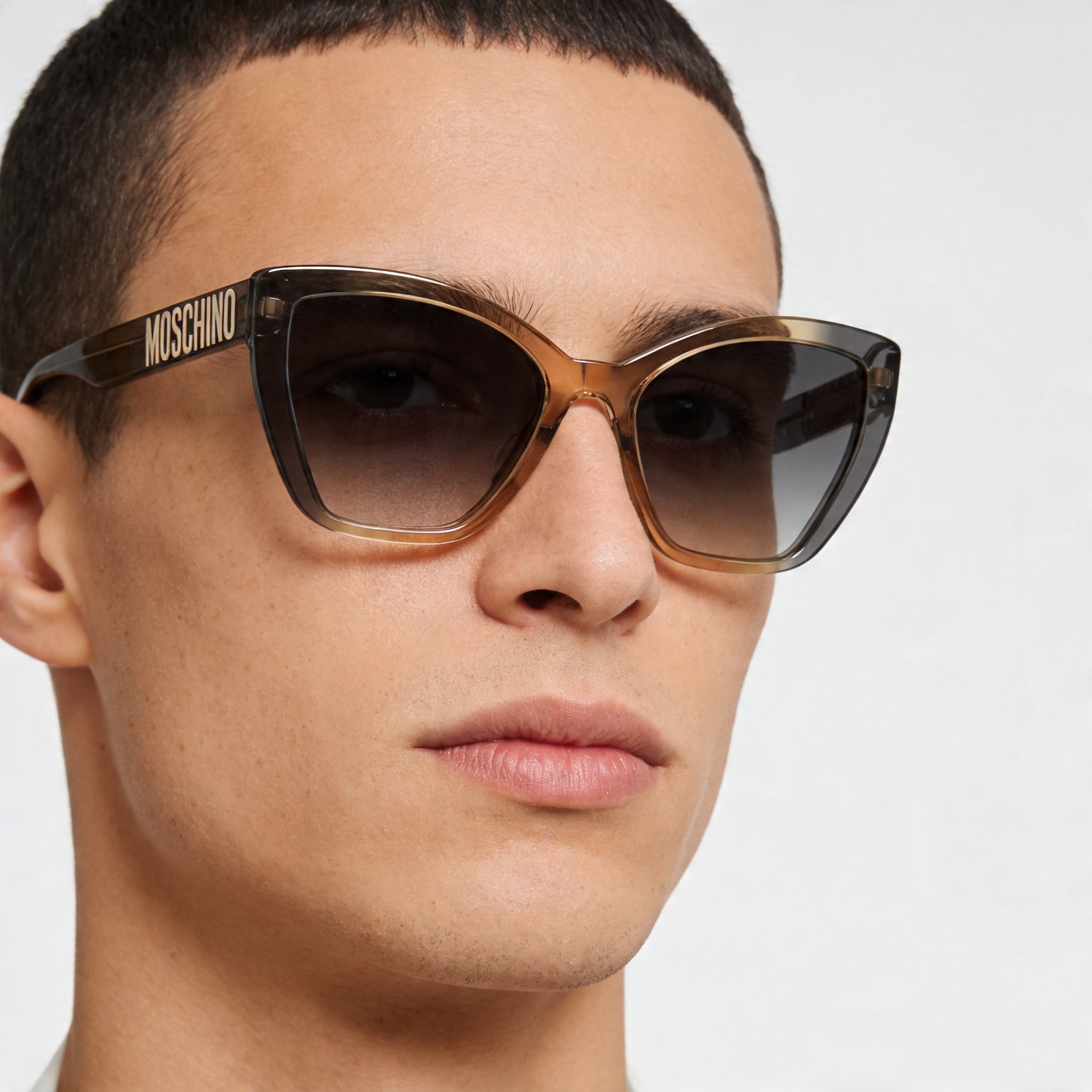 Moschino Men's MOS155/S Acetate Grey Ochre Frame Dark Grey Shaded Lens UV Sunglasses 55-18-140, Photo 4