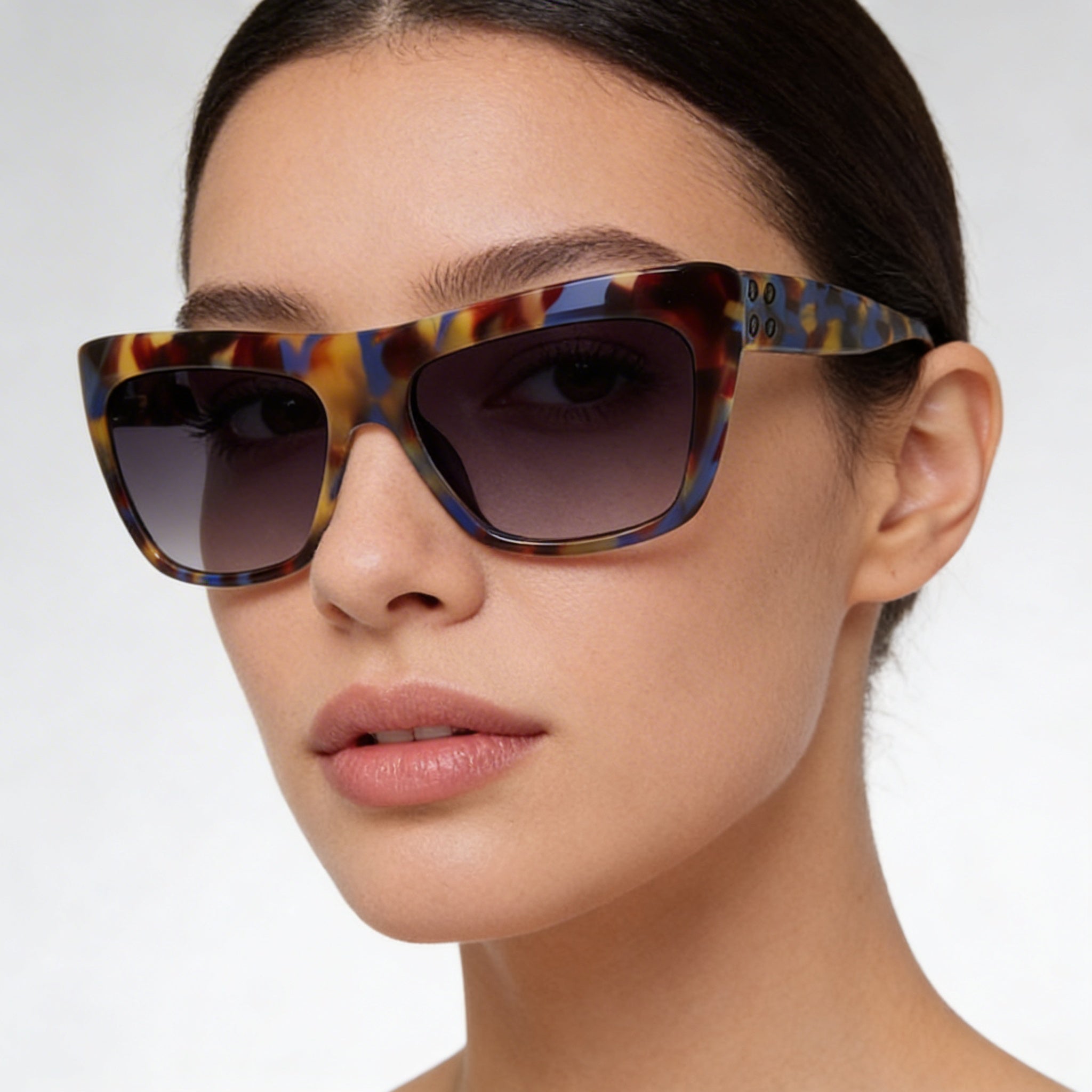 L.A.M.B. Square Women's Blue Tortoise Acetate Full Rim Brown Non-Polarized Sunglasses 56-16-135, Photo 4