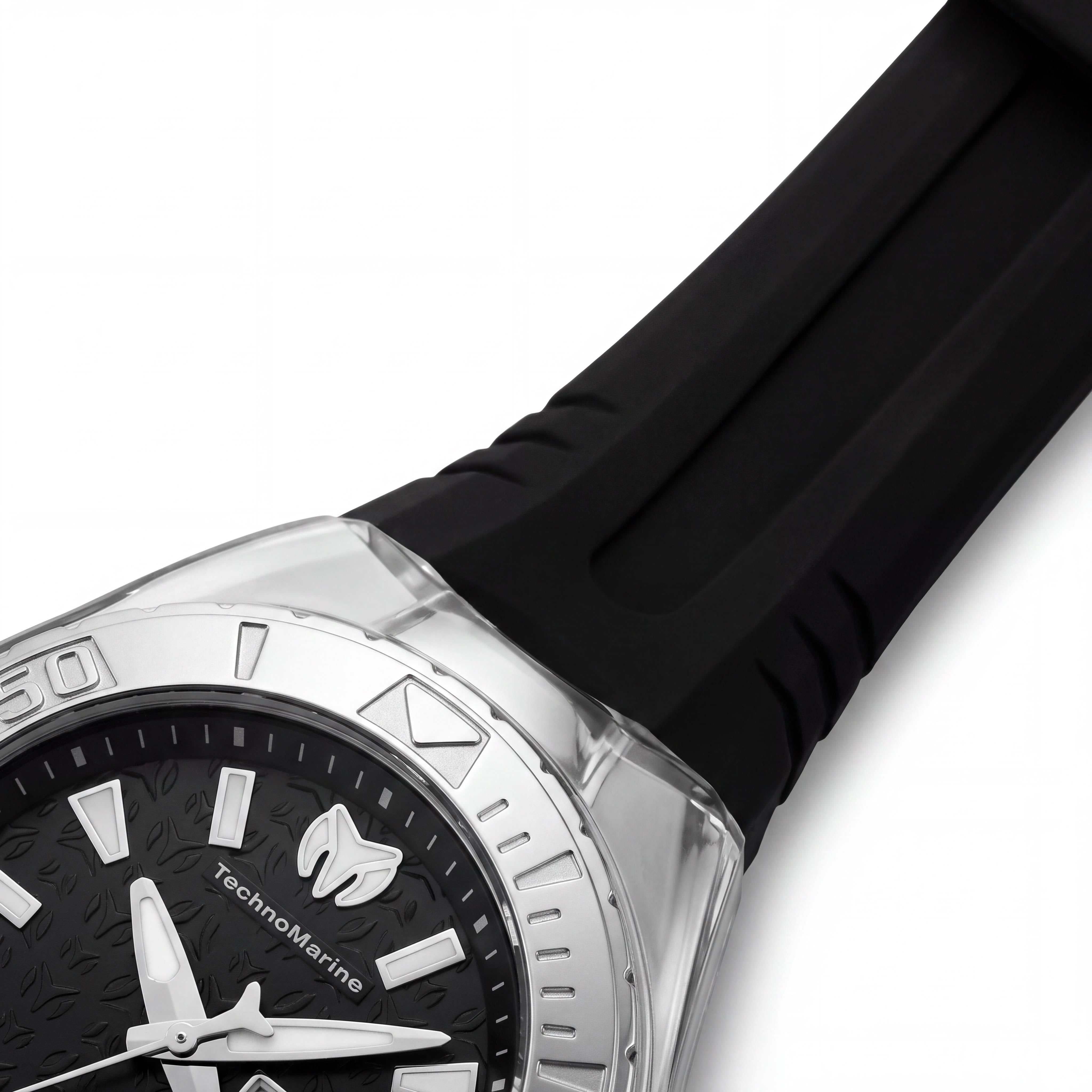 Technomarine Cruise TM-122015 Unisex Quartz 36mm Silver Stainless Steel Black Dial Silicone Strap Watch, Photo 3