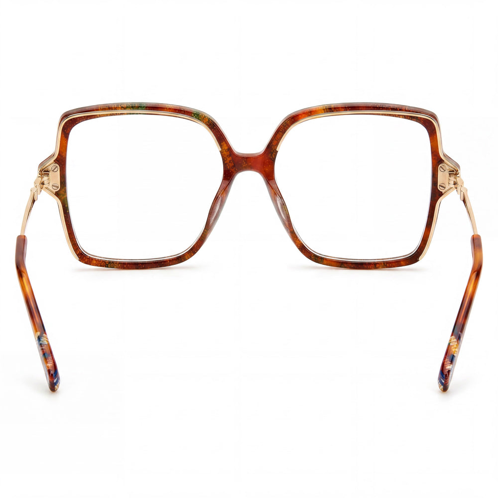 Gafas ópticas cuadradas extragrandes de poliamida para mujer de la colección M Missoni Fabric, color azul ahumado, 53-16-140 mm