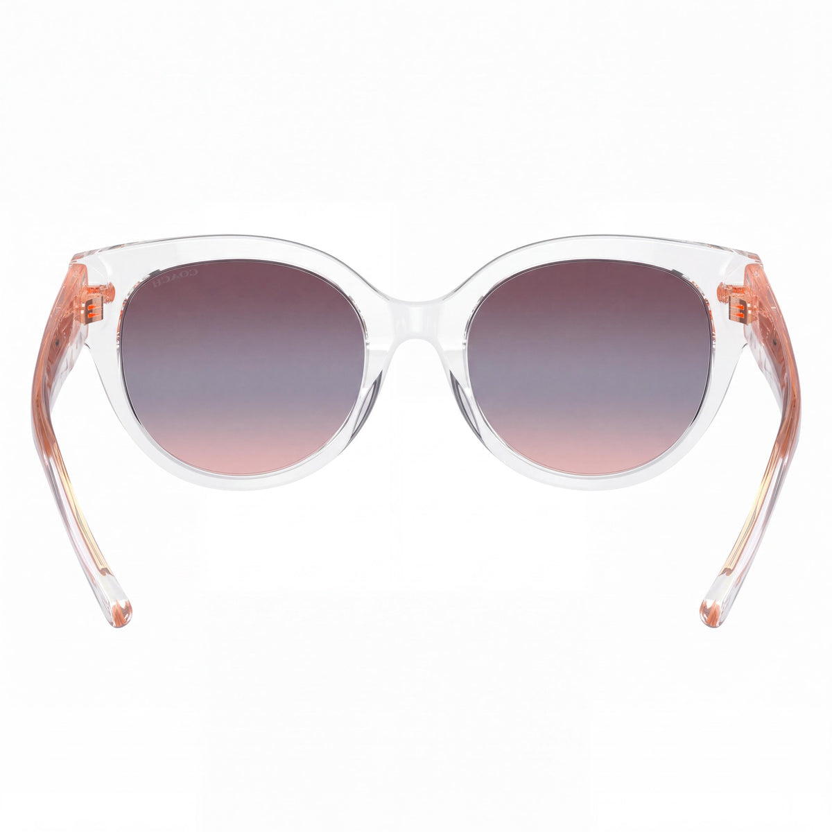 Coach Hc8393u Women's Round Plastic UV Protected Sunglasses, Transparent Clear Purple Blue Pink Gradient, 53mm, Photo 3