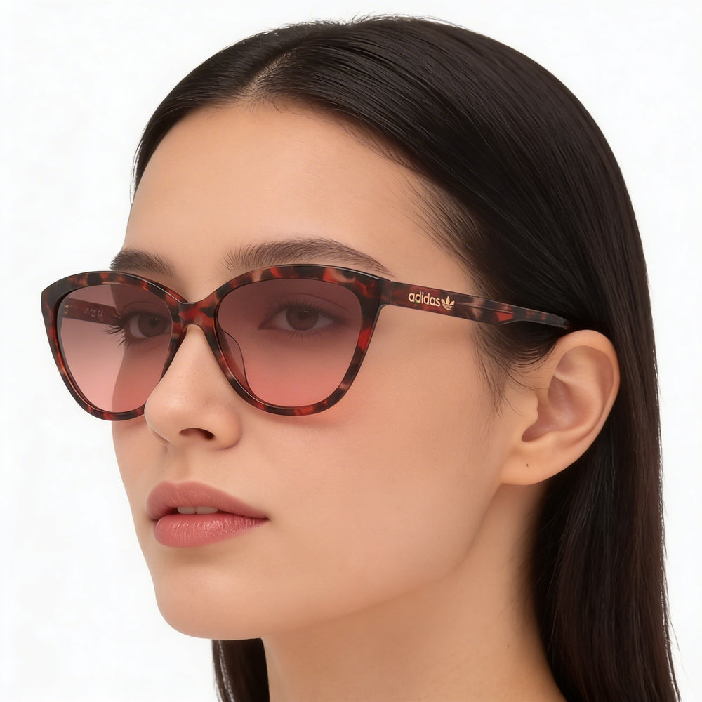 adidas Originals OR0041 Women's Havana Acetate Cat Eye UV Protection Sunglasses with Bordeaux Graduated Lenses 58mm