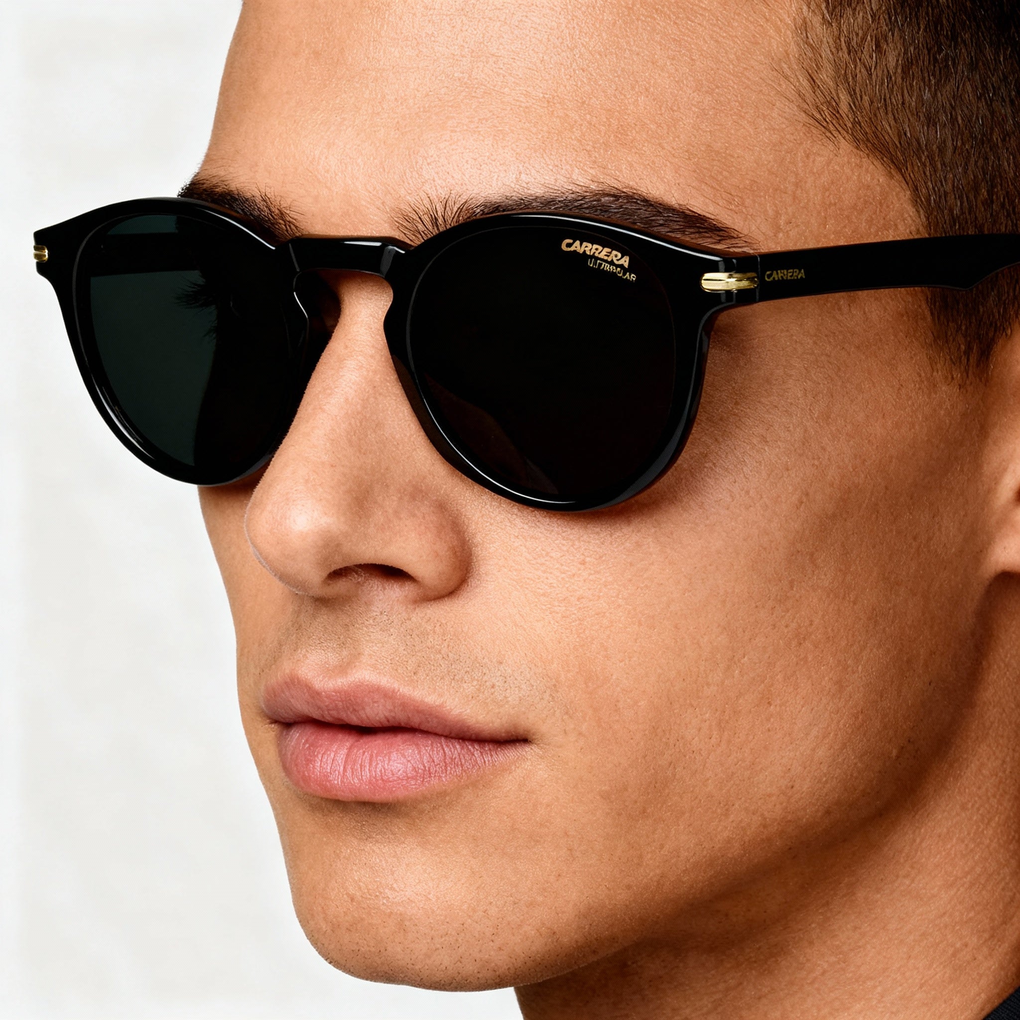 Carrera Modern Unisex Black Polyamide Sunglasses with UV Protected Non-Polarized Green-Grey Polycarbonate Lenses, 50mm, Photo 4