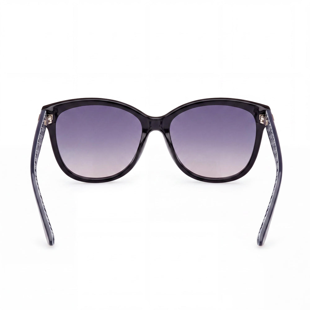GUESS Women's GU7920 Shiny Black Composite Round High UV Protection Non-Polarized Gradient Smoke Sunglasses 58-15-140