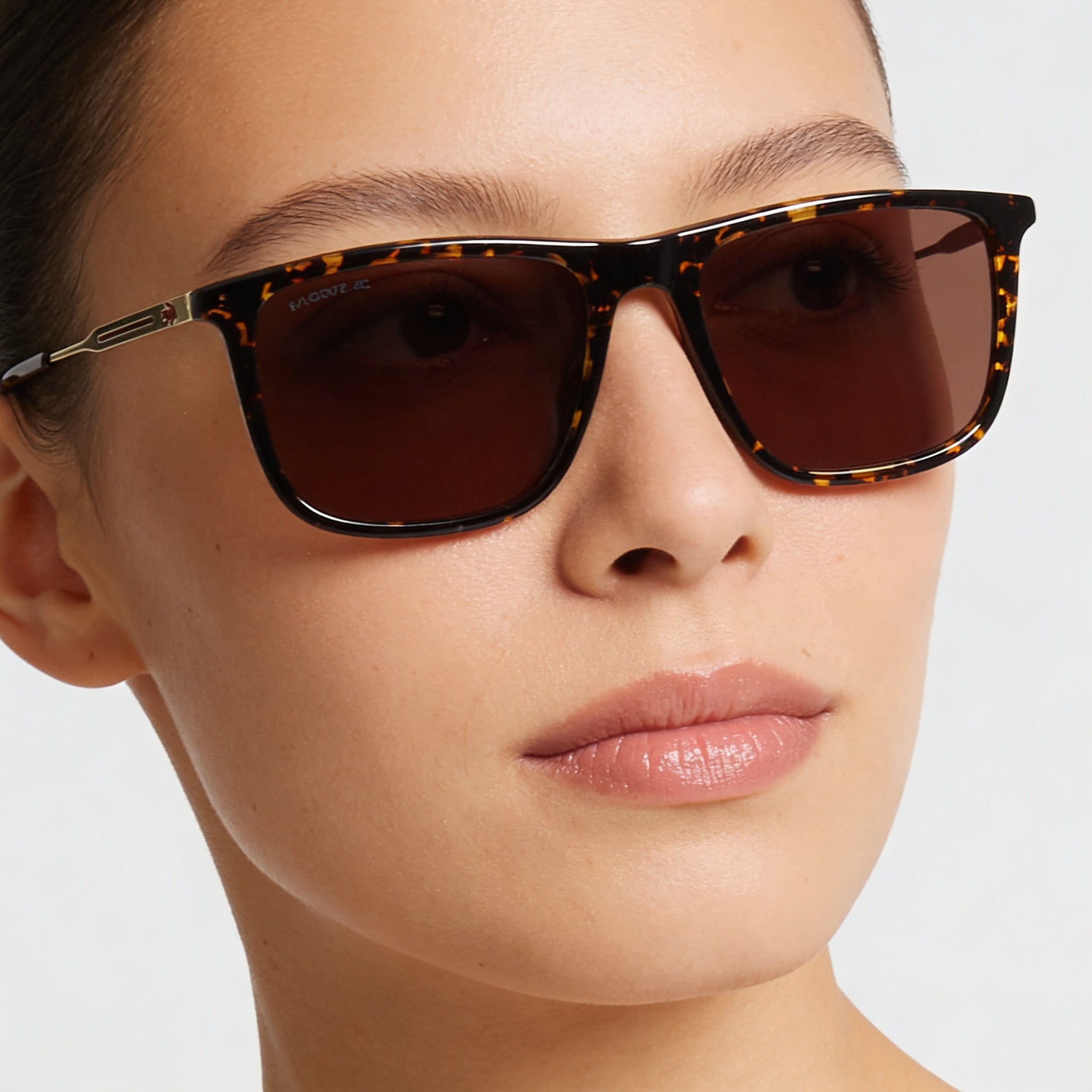 Lacoste L945s Women's Havana Acetate Sunglasses with Solid Brown Lenses, 100% UV Protection, 55mm, Photo 5