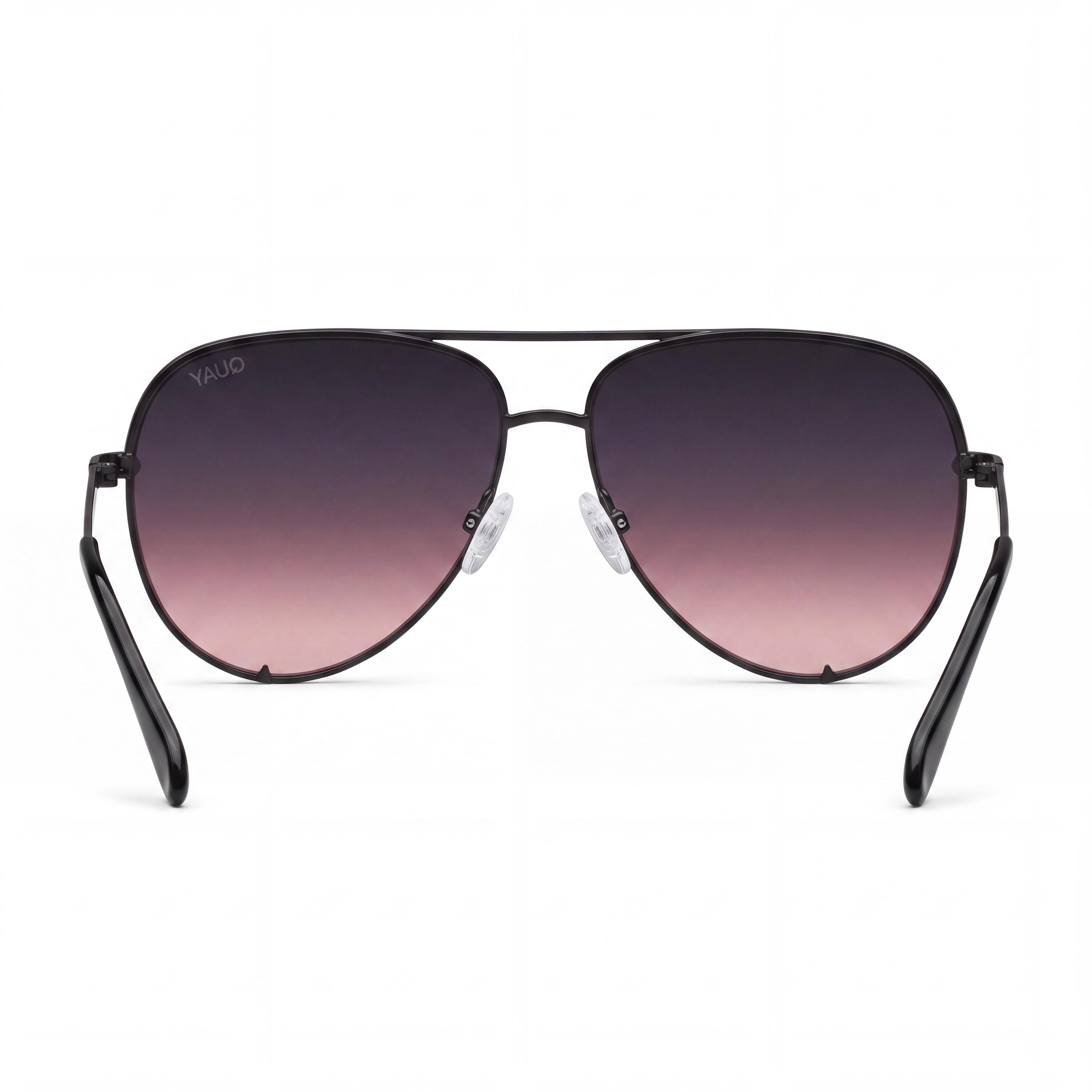 QUAY AUSTRALIA High Key Aviator Women's Black Pink Plastic Frame Black Plum Pink Polycarbonate Lens Sunglasses 64mm, Photo 3