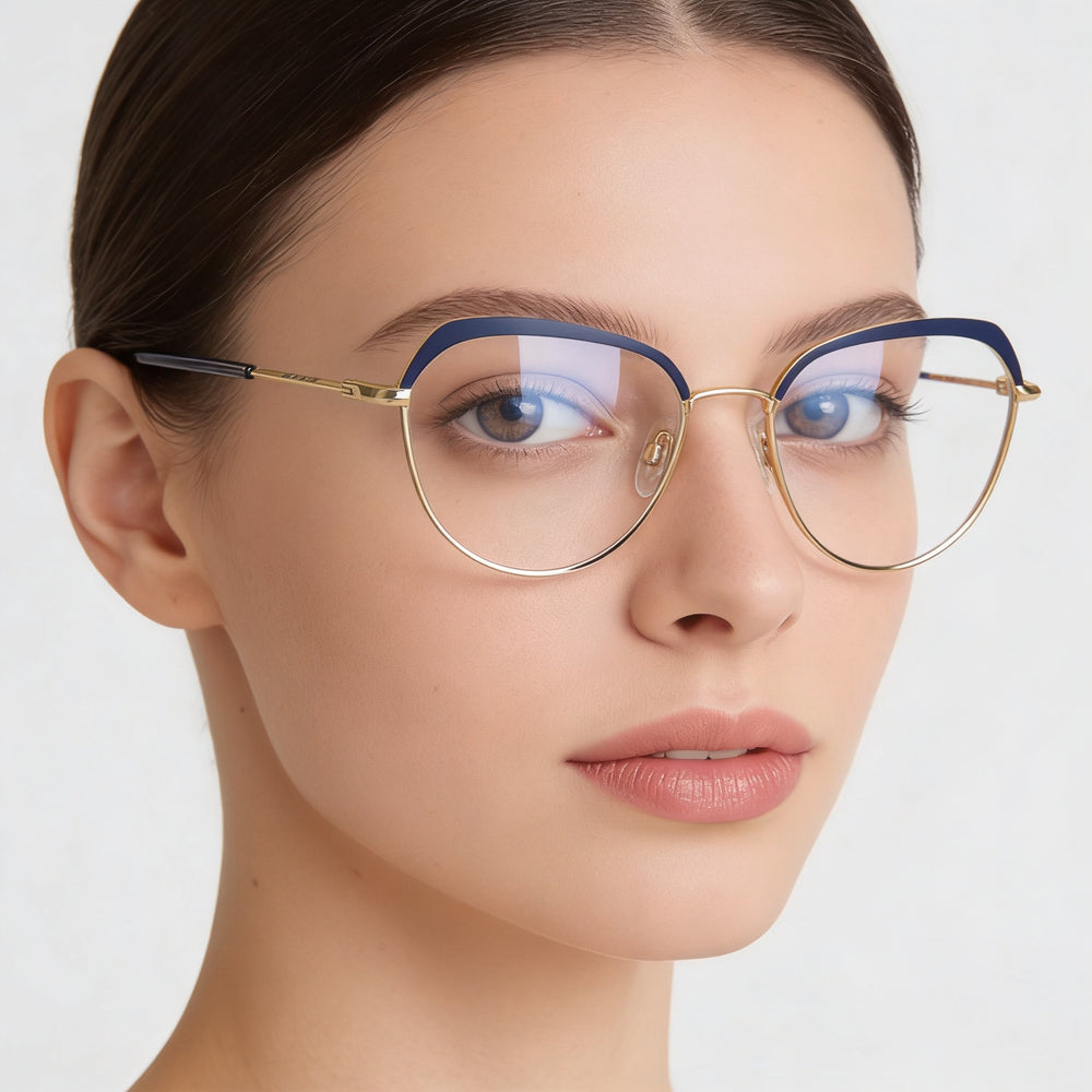 Gafas de sol Rag & Bone Rnb3030/G para mujer, de metal azul y dorado, 52 mm