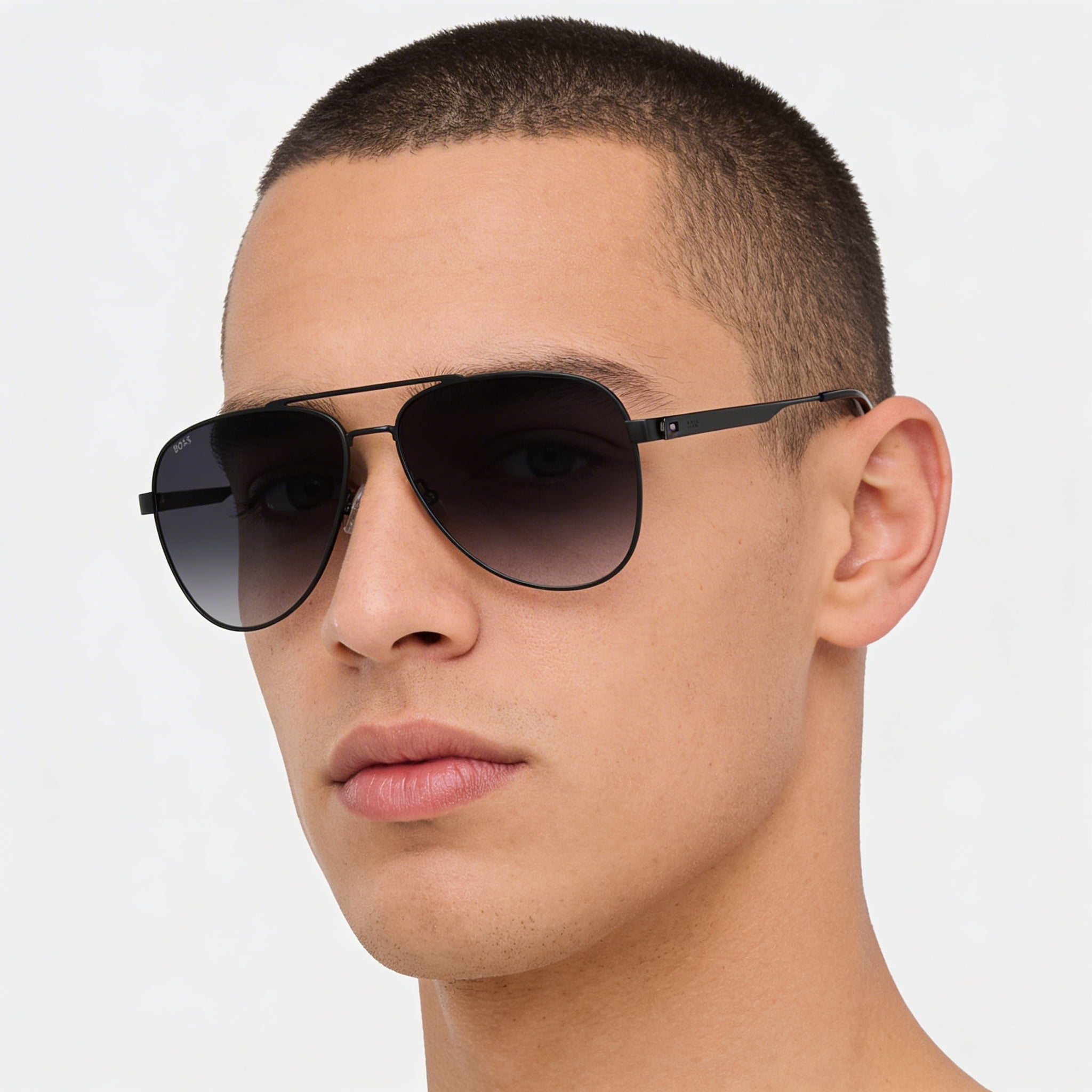 HUGO BOSS BLACK Gafas de Sol Modernas de Acero Inoxidable, Ruthenio Oscuro Mate, Protección UV No Polarizada para Hombre 60mm, Photo 4