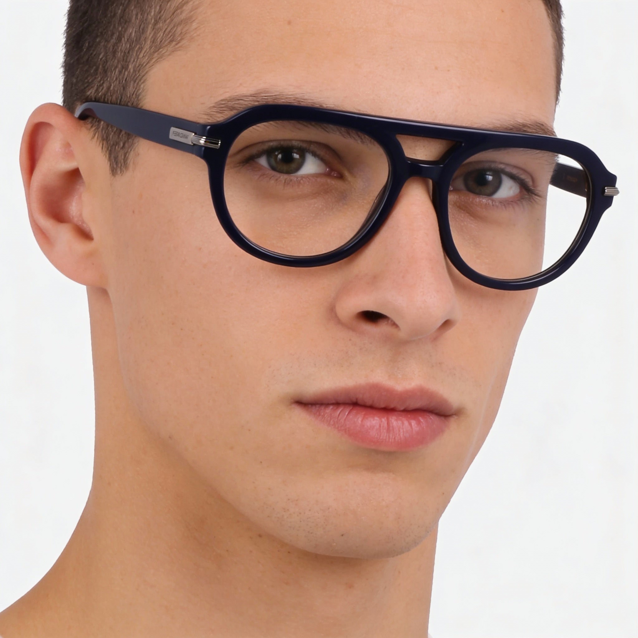 Ferragamo Sf3016 Men's Blue Metal Frame Polarized Sunglasses with Clear Polycarbonate Lenses 54-18-145mm, Photo 4