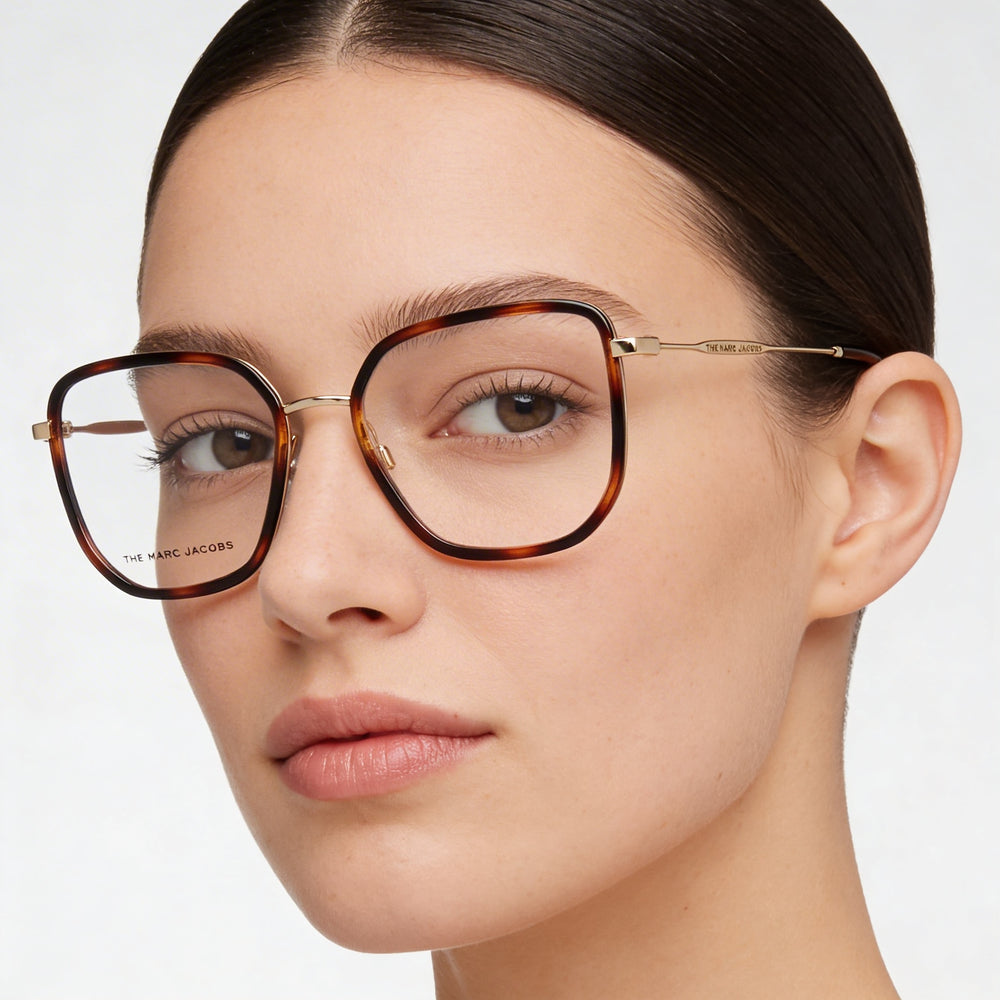 Marc Jacobs Marc 537 - Montura de gafas para mujer con montura de acero de aleación Havana y lentes de policarbonato de 53 mm