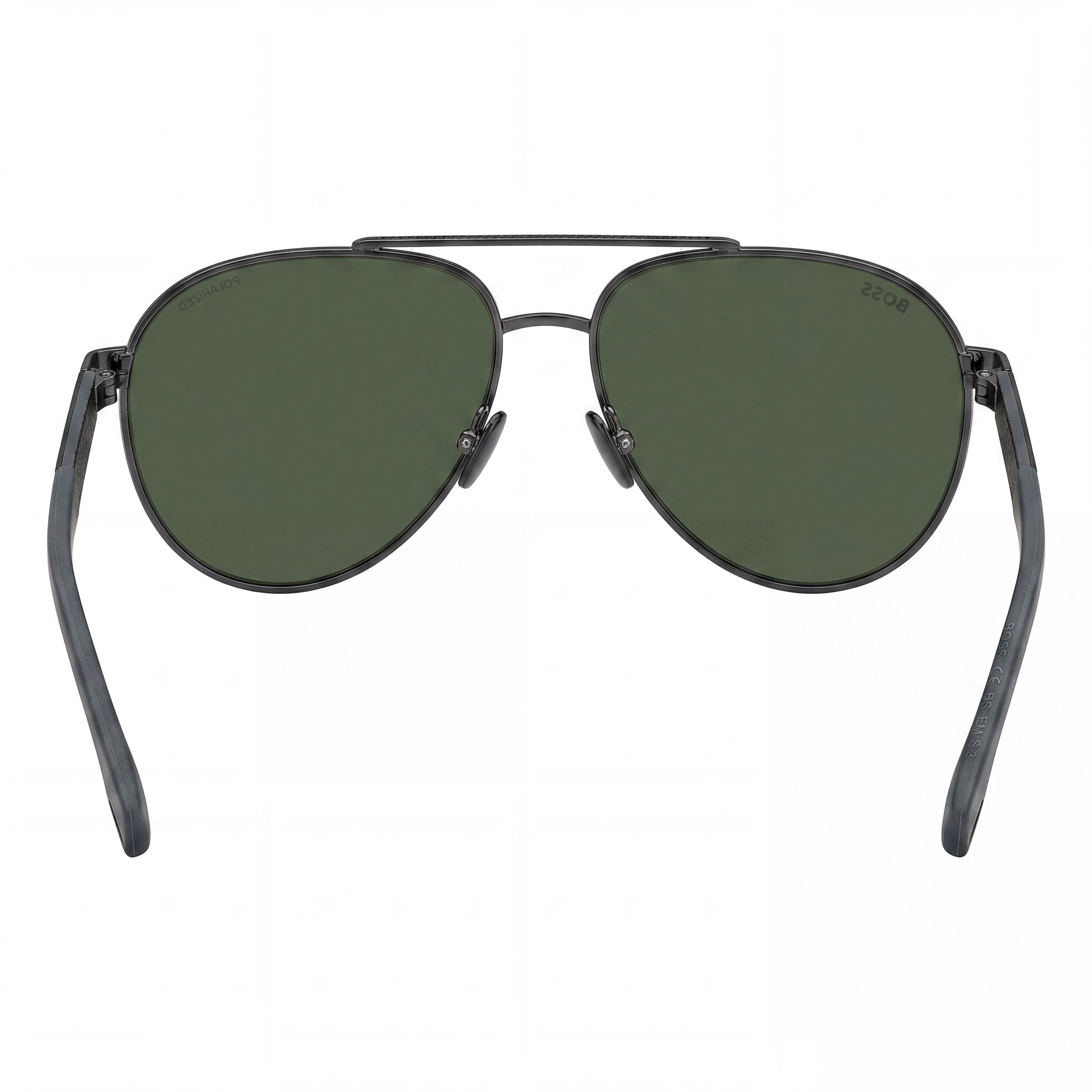 Gafas de sol polarizadas unisex Hugo Boss Modern de acero inoxidable, montura verde rutenio mate, lentes verdes de 60 mm, Photo 4