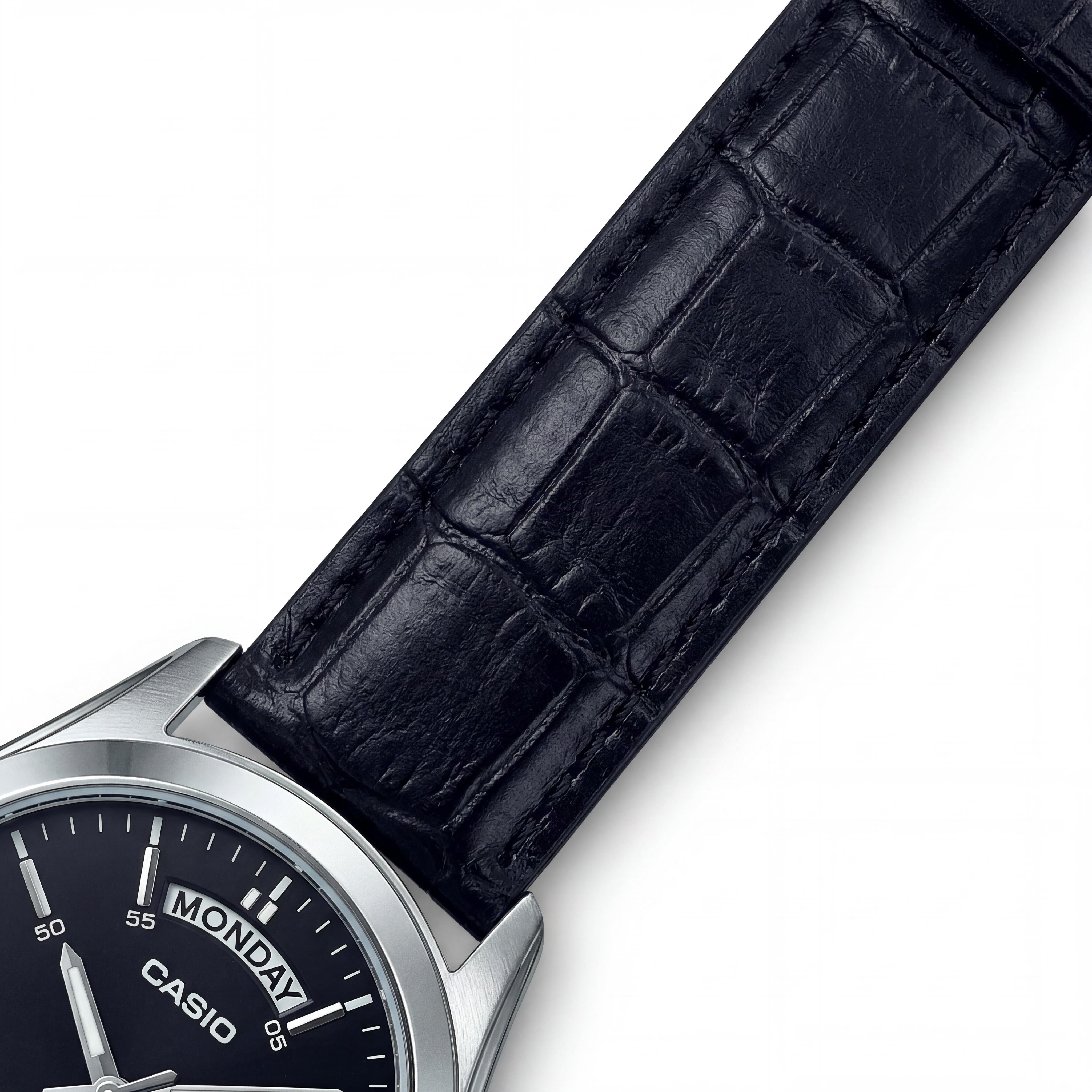 Casio MTP1370L-1A Unisex Black Stainless Steel Case & Genuine Leather Band Water Resistant Watch 45mm, Photo 3