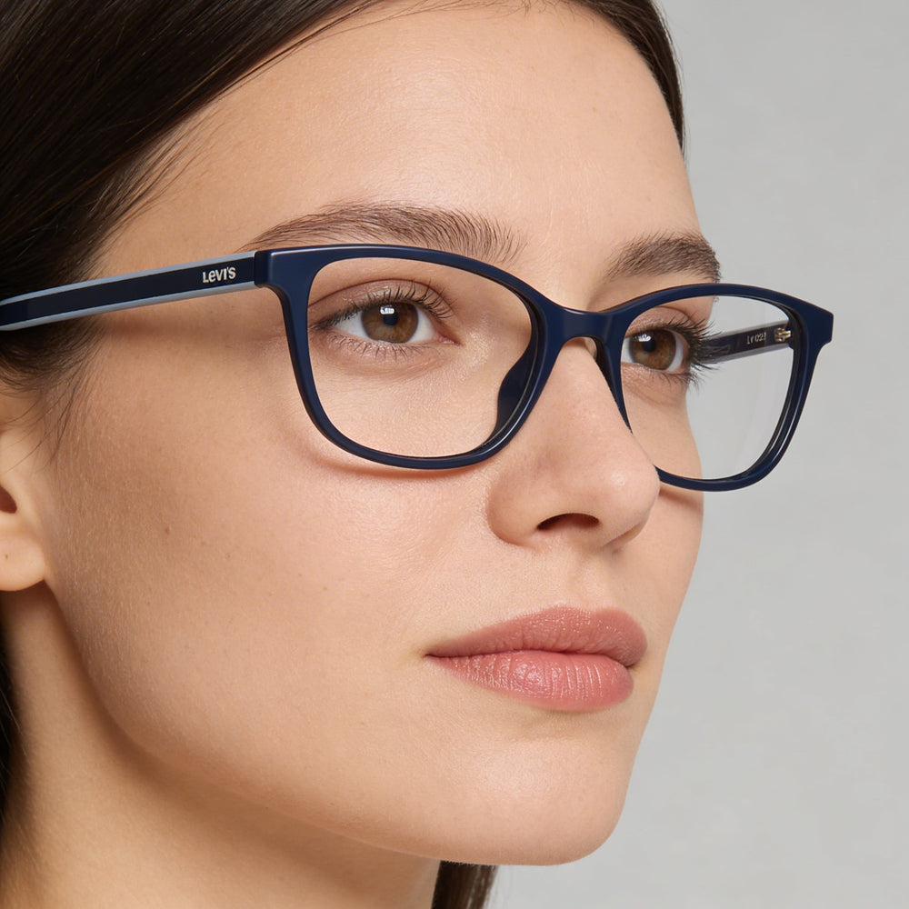Levi's Lv 1032 Women's Blue Plastic Frame Eyeglasses, Lens Width 49mm, Bridge 16mm, Temple 145mm