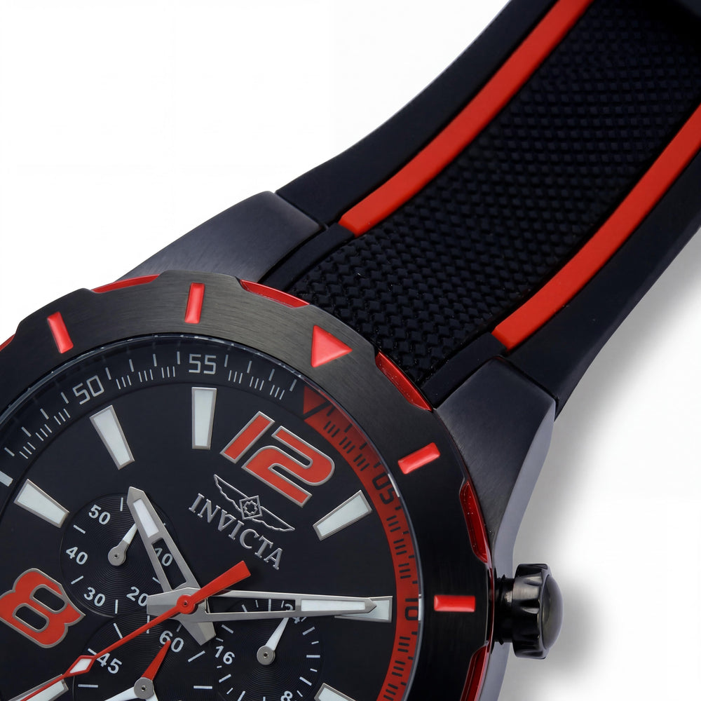 Invicta S1 Rally 20109 - Reloj de cuarzo con cronógrafo para hombre, esfera negra, caja de 53 mm con correa de silicona