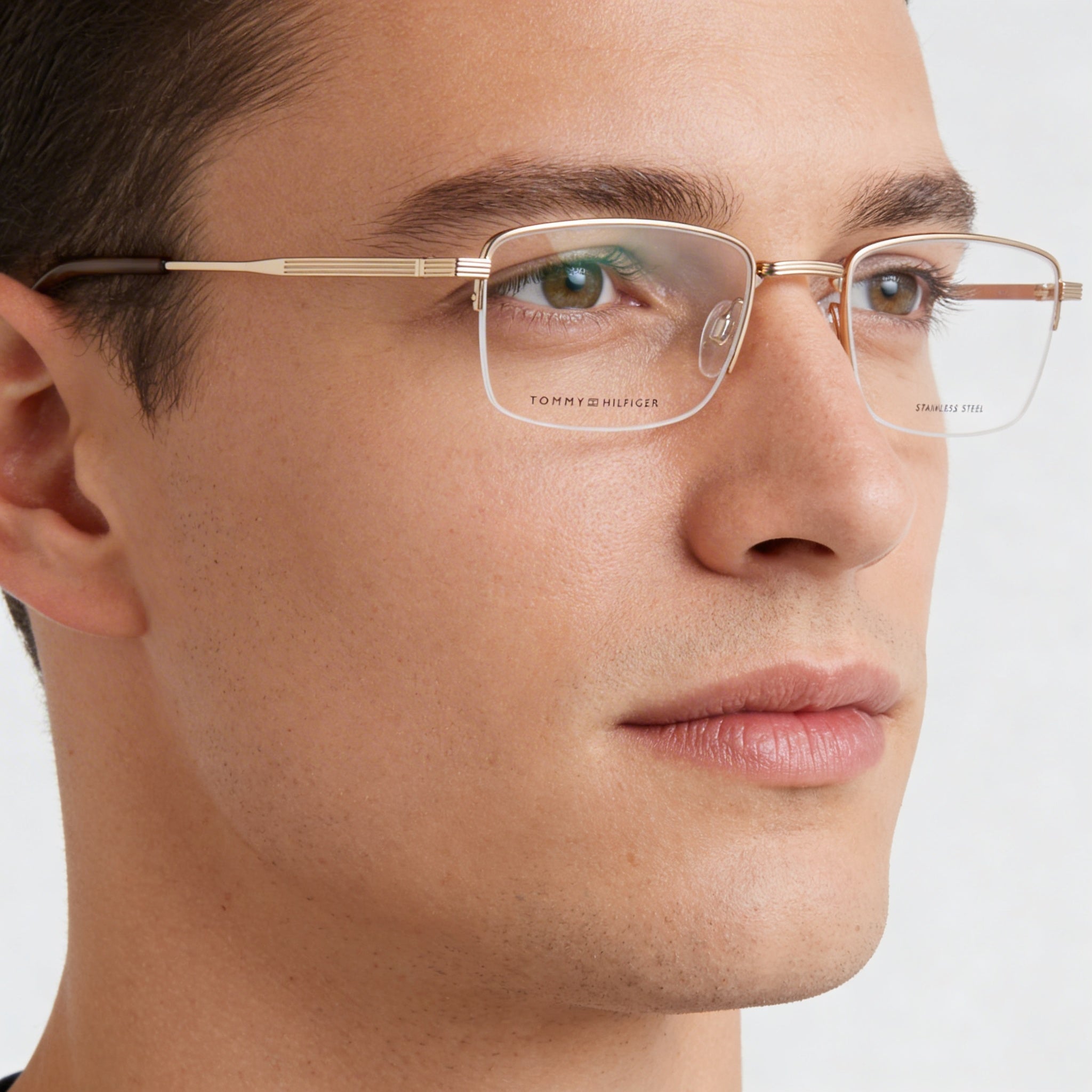 Tommy Hilfiger Th 2036 Modern Men's Alloy Steel Eyewear, Light Gold Frame & Lenses, 52mm Lens Width, Photo 4