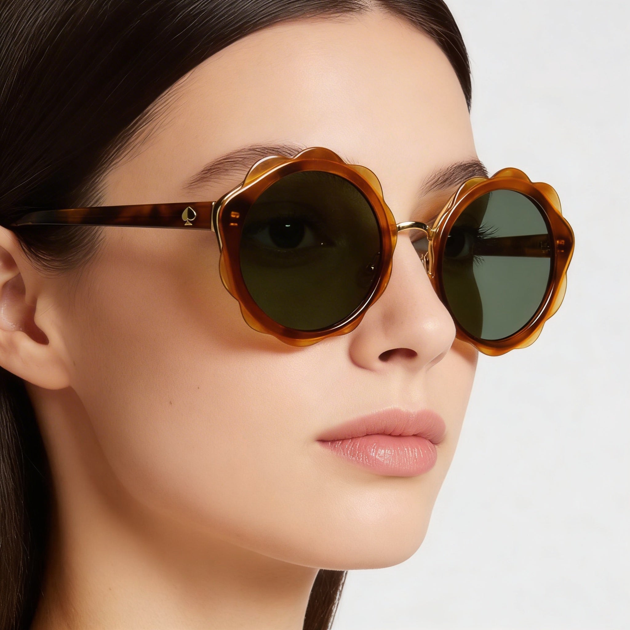 Gafas de sol Kate Spade New York Karrie/S para mujer, redondas, de plástico, con protección UV, color marrón y verde, 52 mm, Photo 4