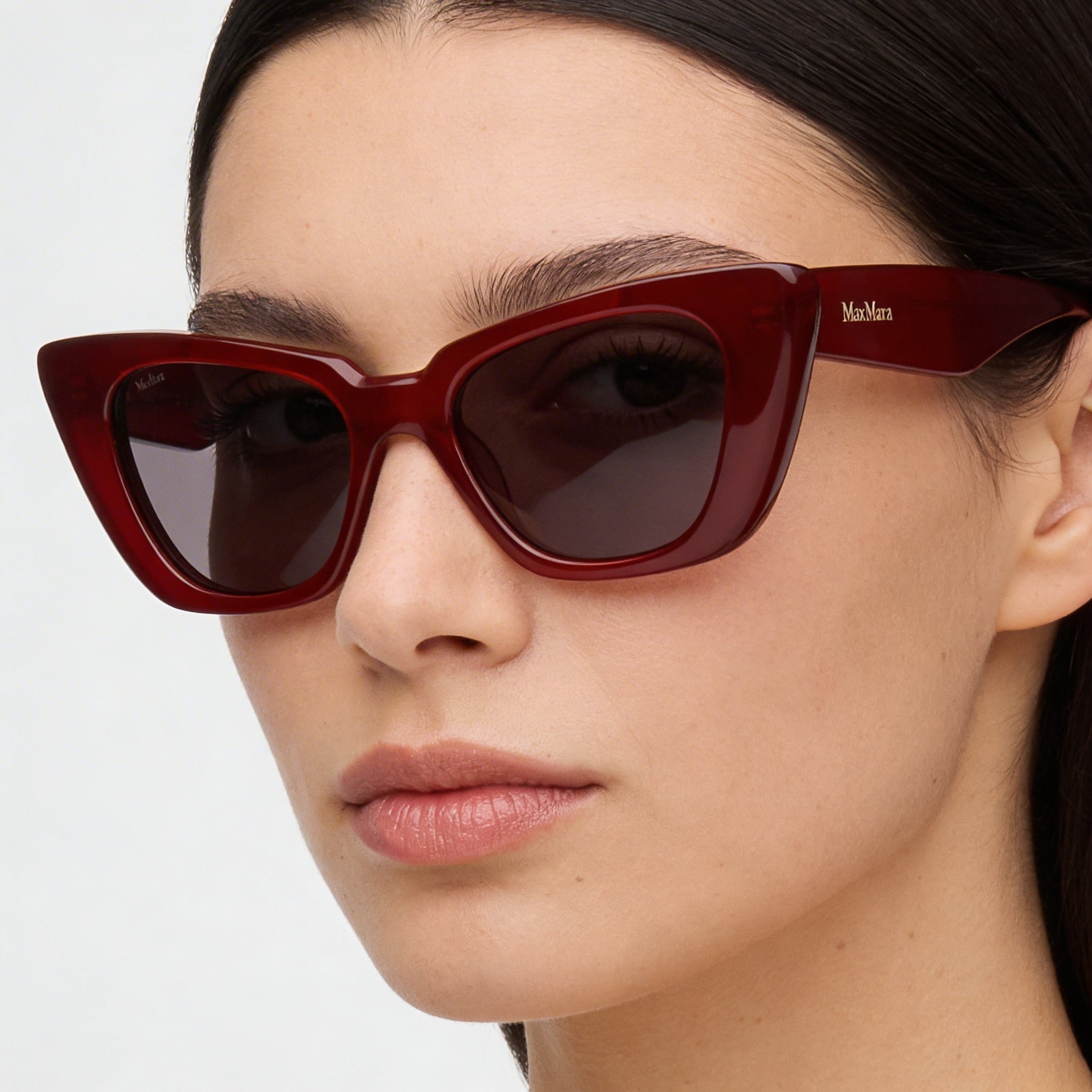 Gafas MaxMara Mm0099 para mujer con montura de acetato rojo oscuro brillante y lentes rojo brillante 50-18-140, Photo 4