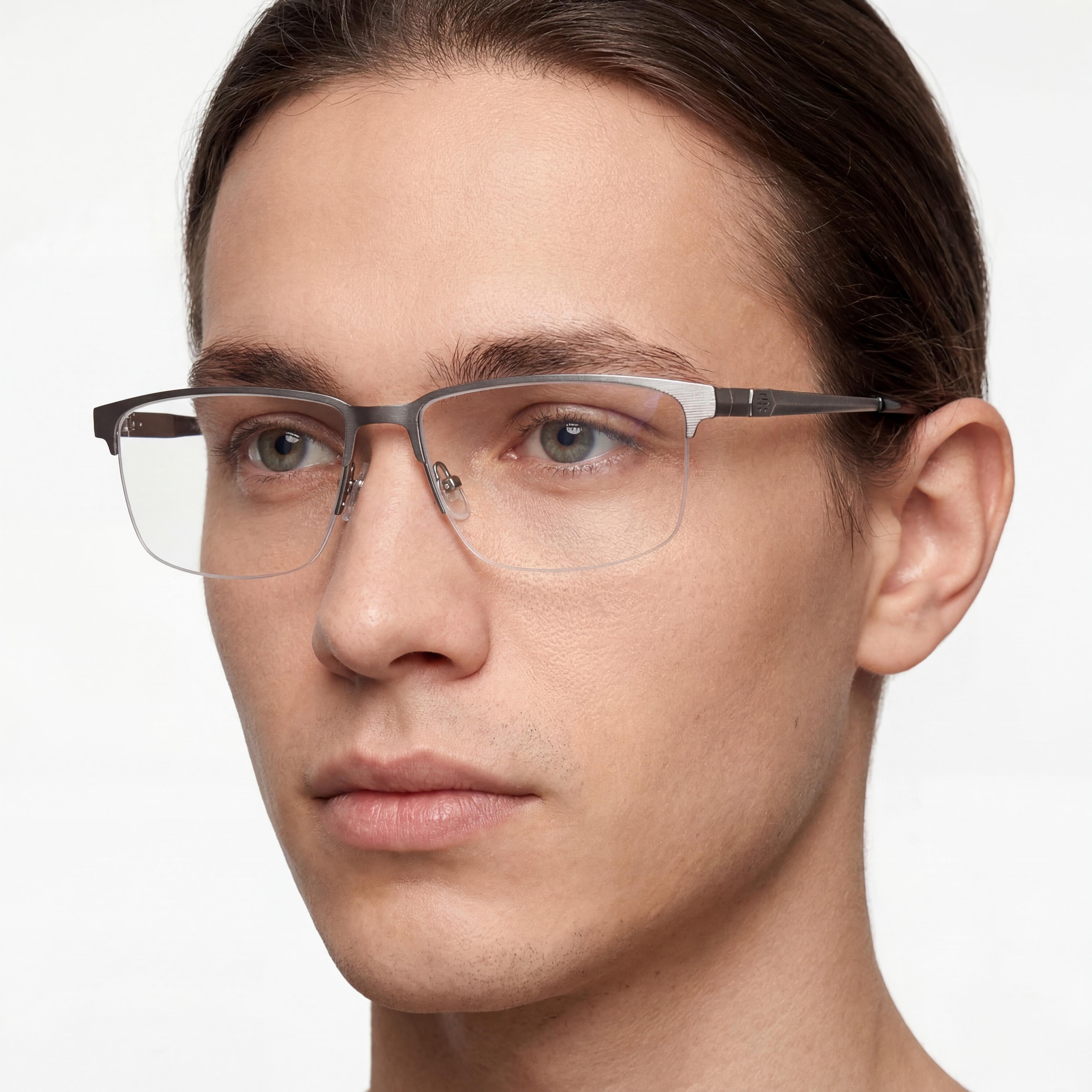 Harley-Davidson Classic Unisex Semirimless Metal Eyeglasses Matte Antiqued Light Nickeltin Multicolor 57-16-145, Photo 5