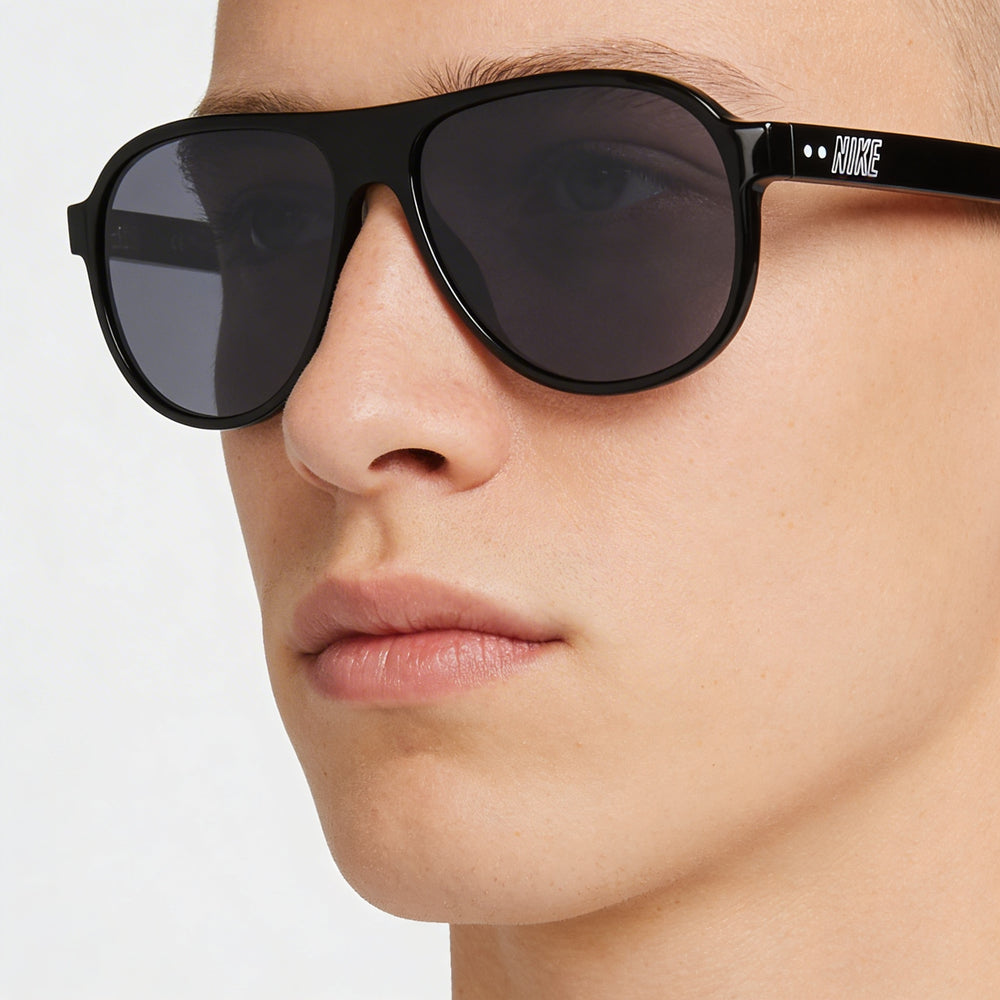 Nike Vintage Icon Unisex Sunglasses, Black Grey Plastic Frame, Dark Gray Lenses, 100% UVA/UVB Protection 59mm