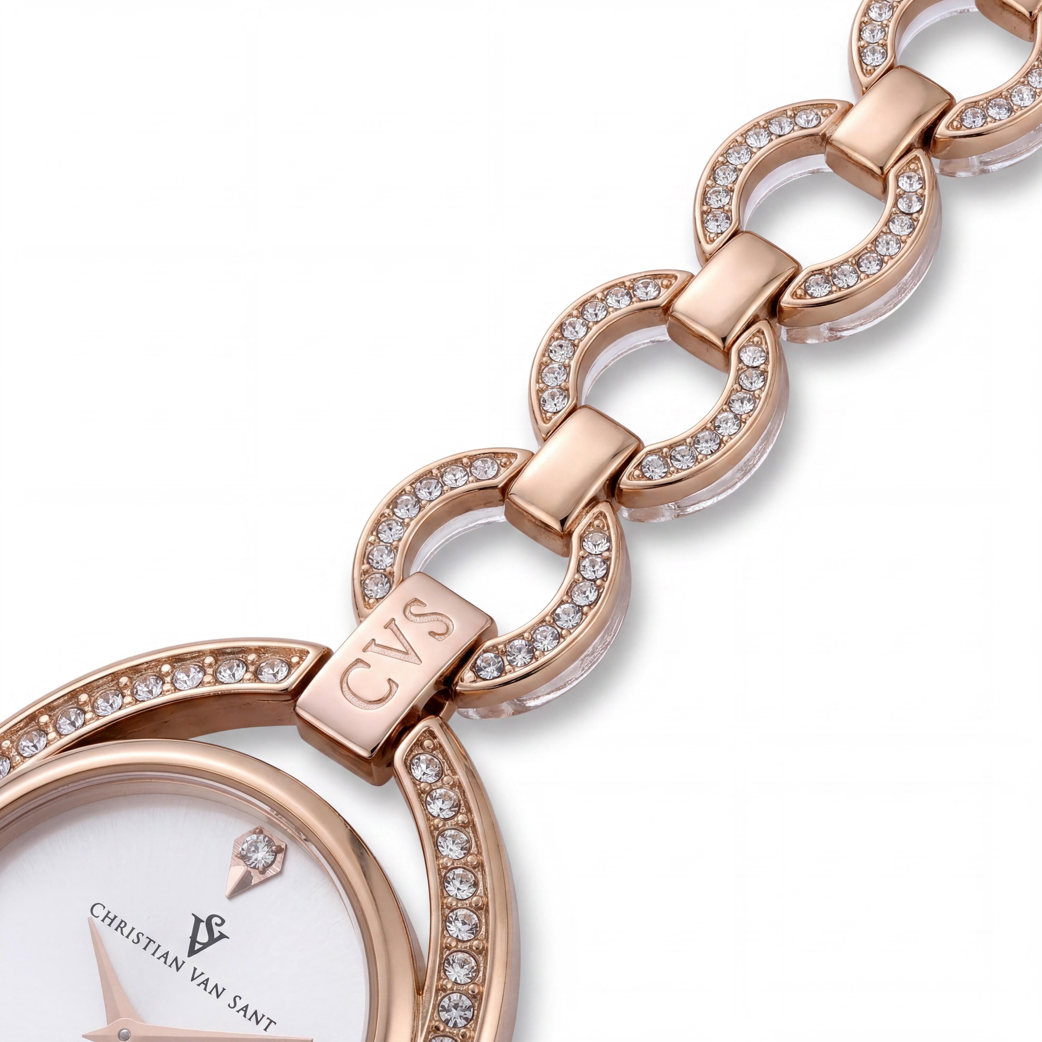 Christian Van Sant Women's CV2933 Rose Gold Stainless Steel Case & Bracelet White Dial Quartz Water Resistant Watch, Photo 3