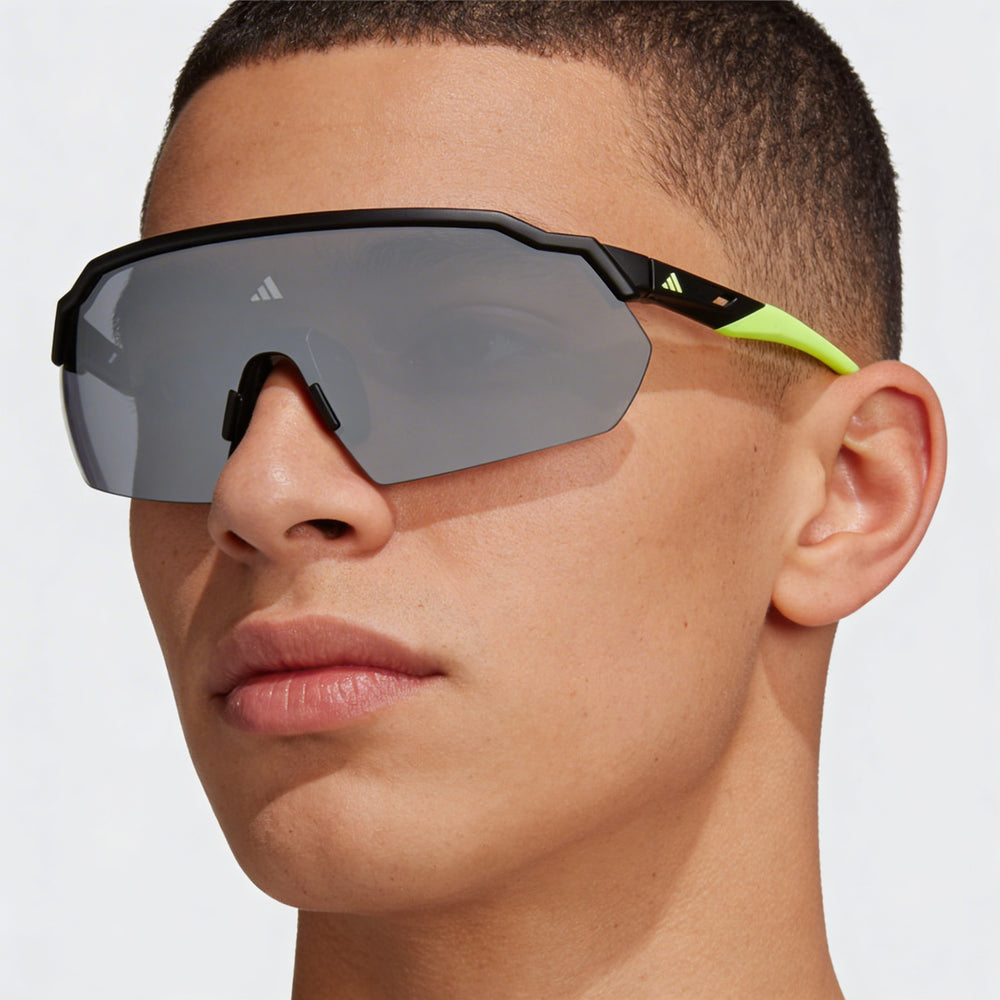 Adidas Modern Unisex Sport Sunglasses featuring Opaque Black Injected Frame and Smoke Mirror Lenses