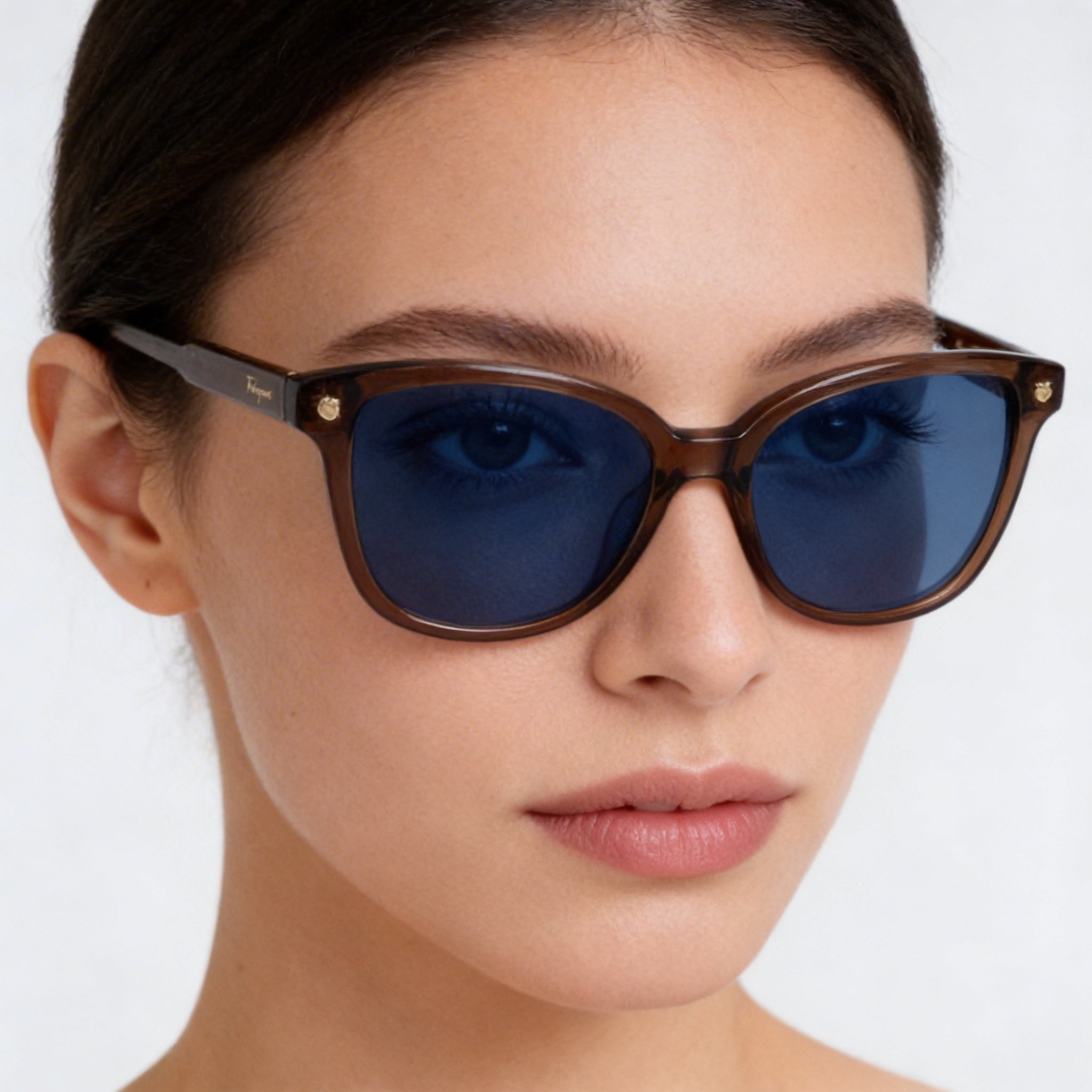 Gafas de sol Ferragamo Contemporary para mujer, de acetato marrón, con lentes azules no polarizadas y protección UV, 56 mm, Photo 2