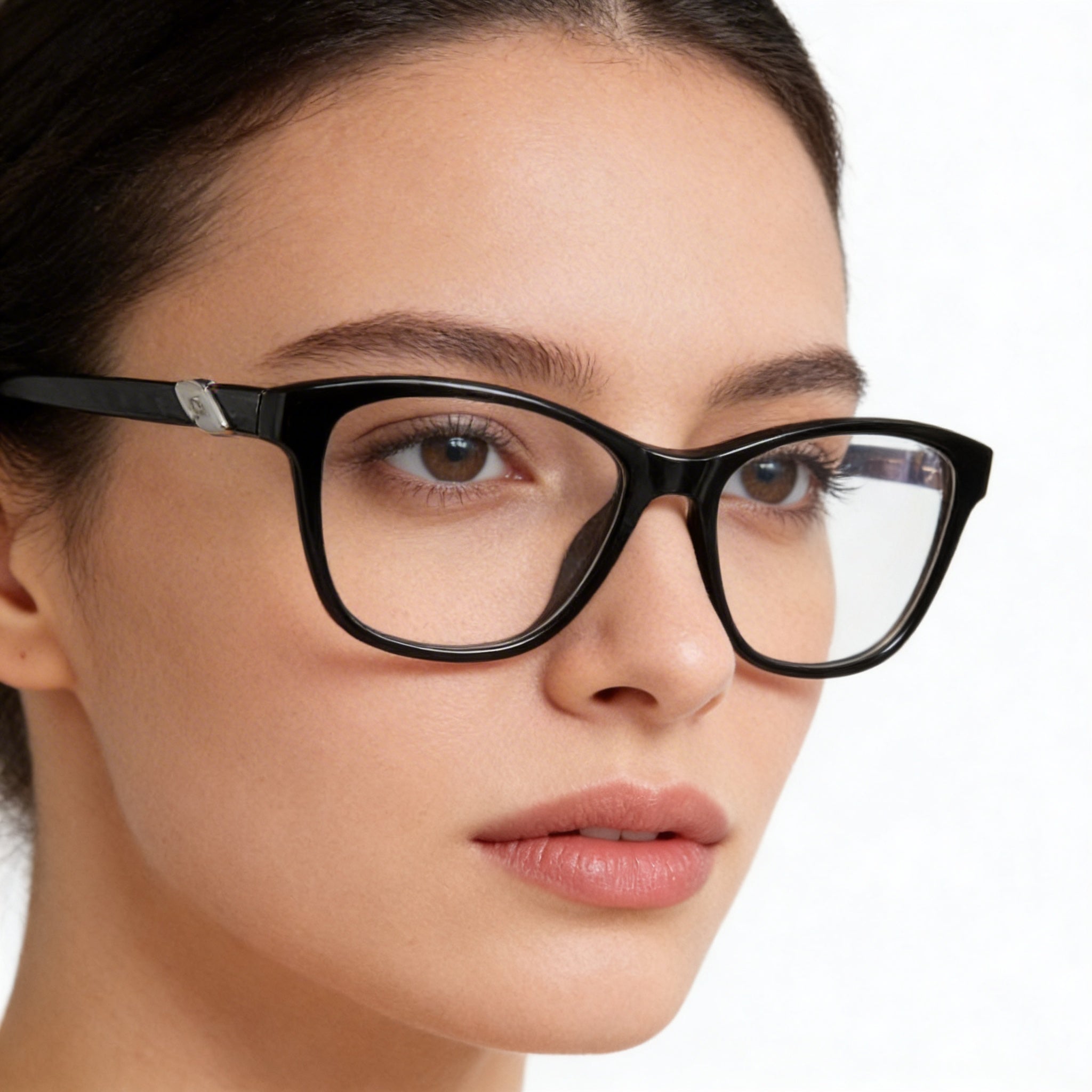 Gafas Pierre Cardin Classic para mujer con montura de plástico, rayas grises y negras, lentes transparentes, talla 53-16-135, Photo 4