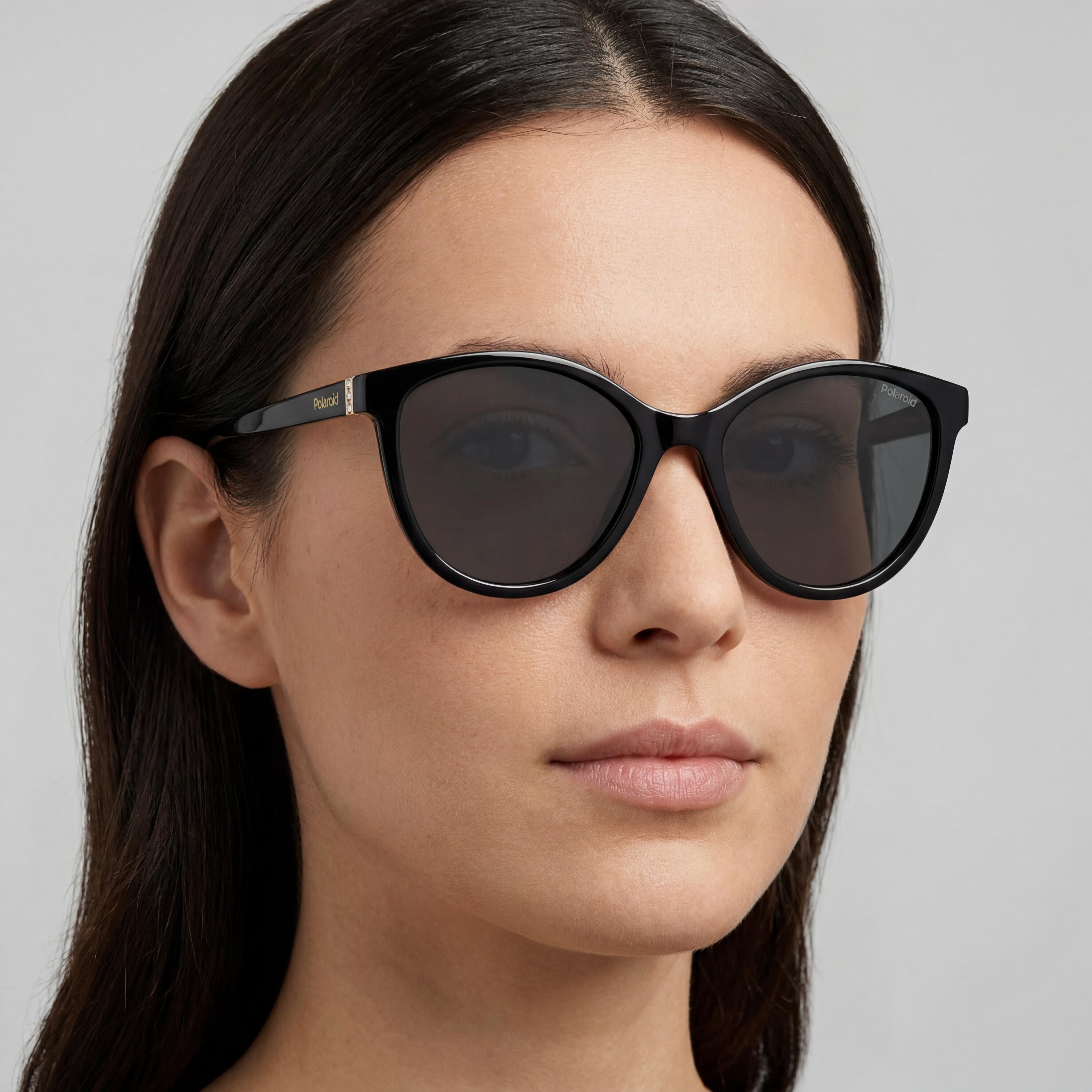 Polaroid Eyewear Pld 4133/S/X Women's Black Polycarbonate Grey Rectangular UV Protection Sunglasses 55-18-145, Photo 4