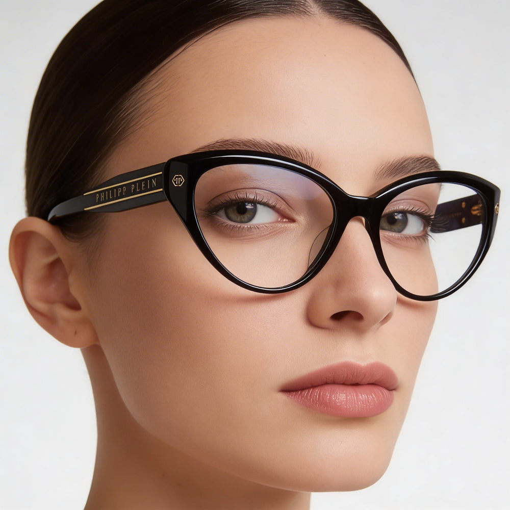 Gafas clásicas Philipp Plein para mujer con montura de acetato violeta brillante, talla 54-16-135