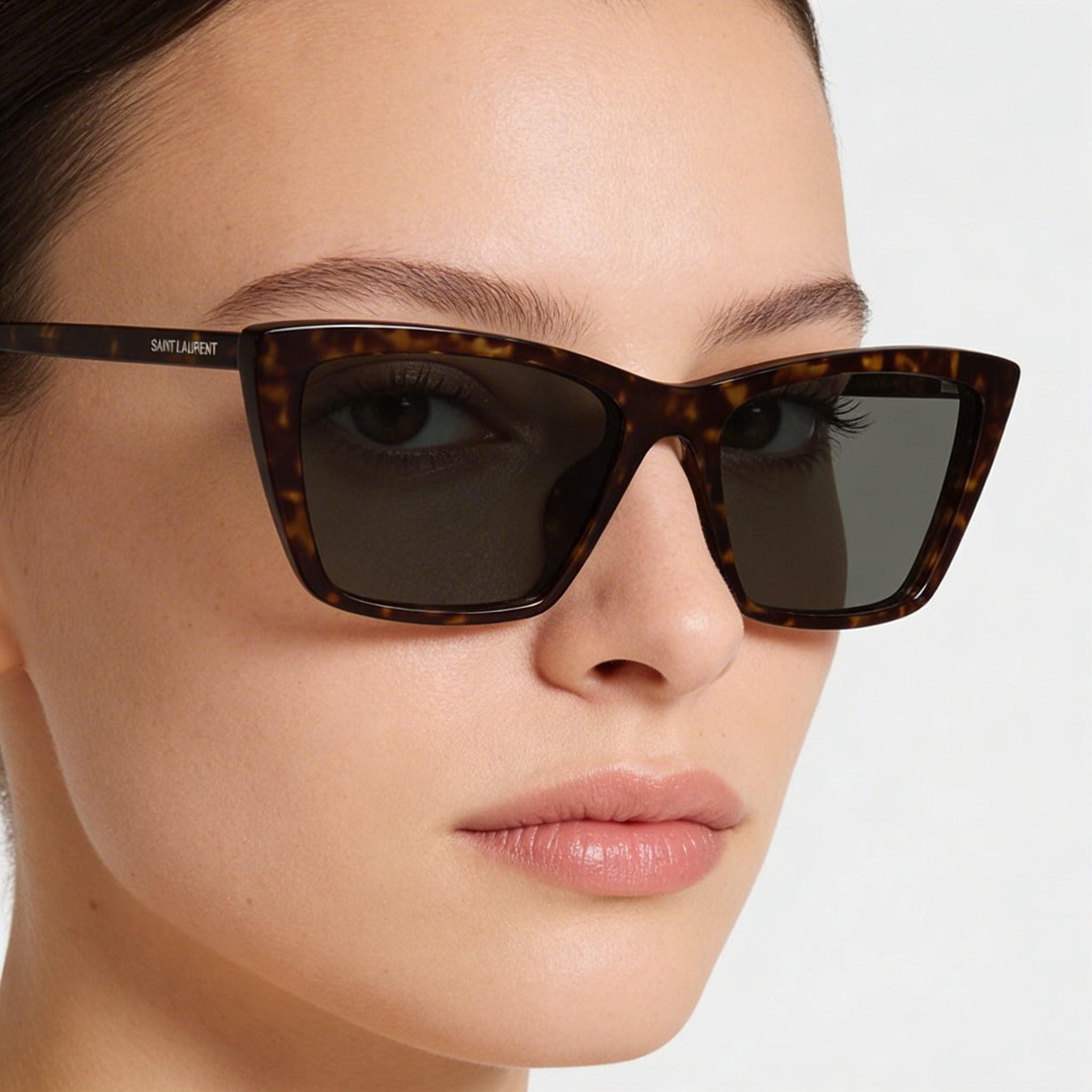 Gafas de sol Saint Laurent para mujer, color gris habana, con montura beige, lentes plateadas polarizadas y protección UV, 54 mm, Photo 5