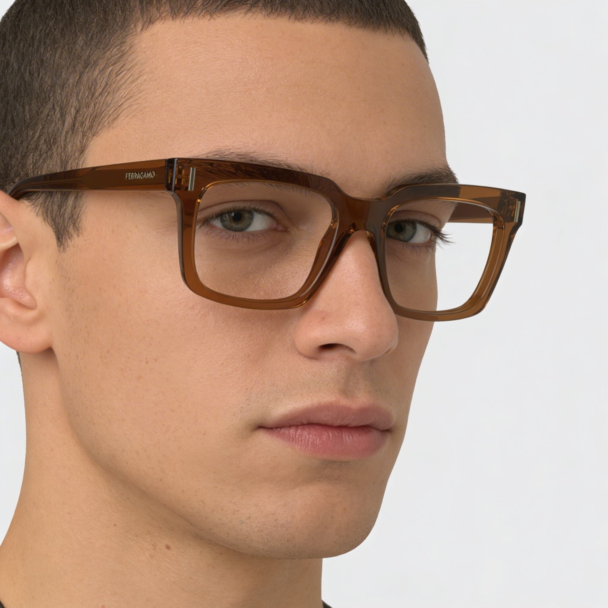 Gafas de acetato Salvatore Ferragamo Sf2993 para hombre, color marrón transparente, 53 mm, Photo 5