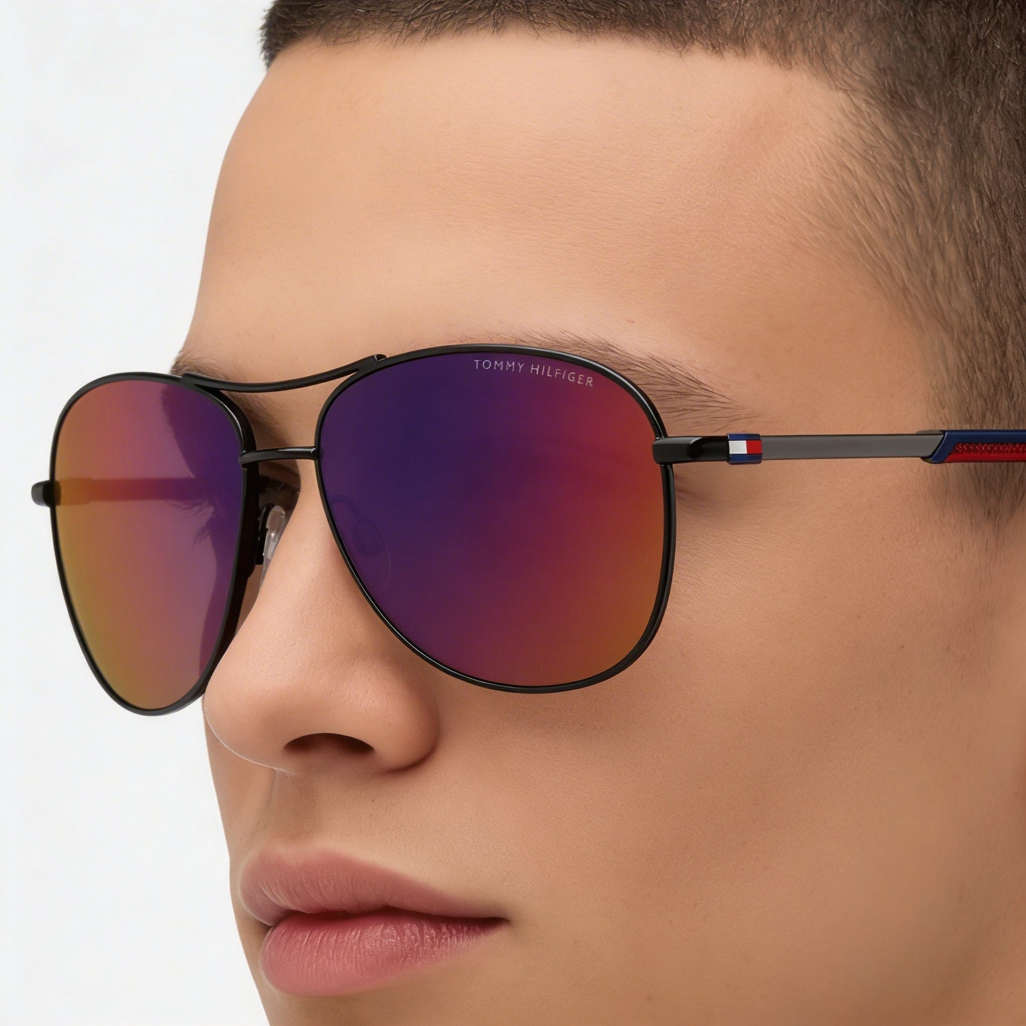 Tommy Hilfiger Modern Unisex Matt Black Alloy Steel Frame Sunglasses, 100% UV Protection, 59mm, Photo 3