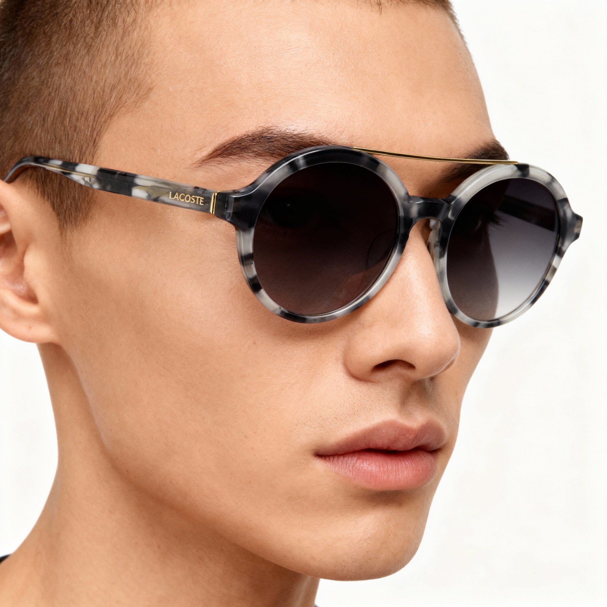 Lacoste L837SA Unisex Classic Mirrored Plastic Sunglasses, Grey Havana Frame, Grey Lenses, 17-140mm, Photo 3