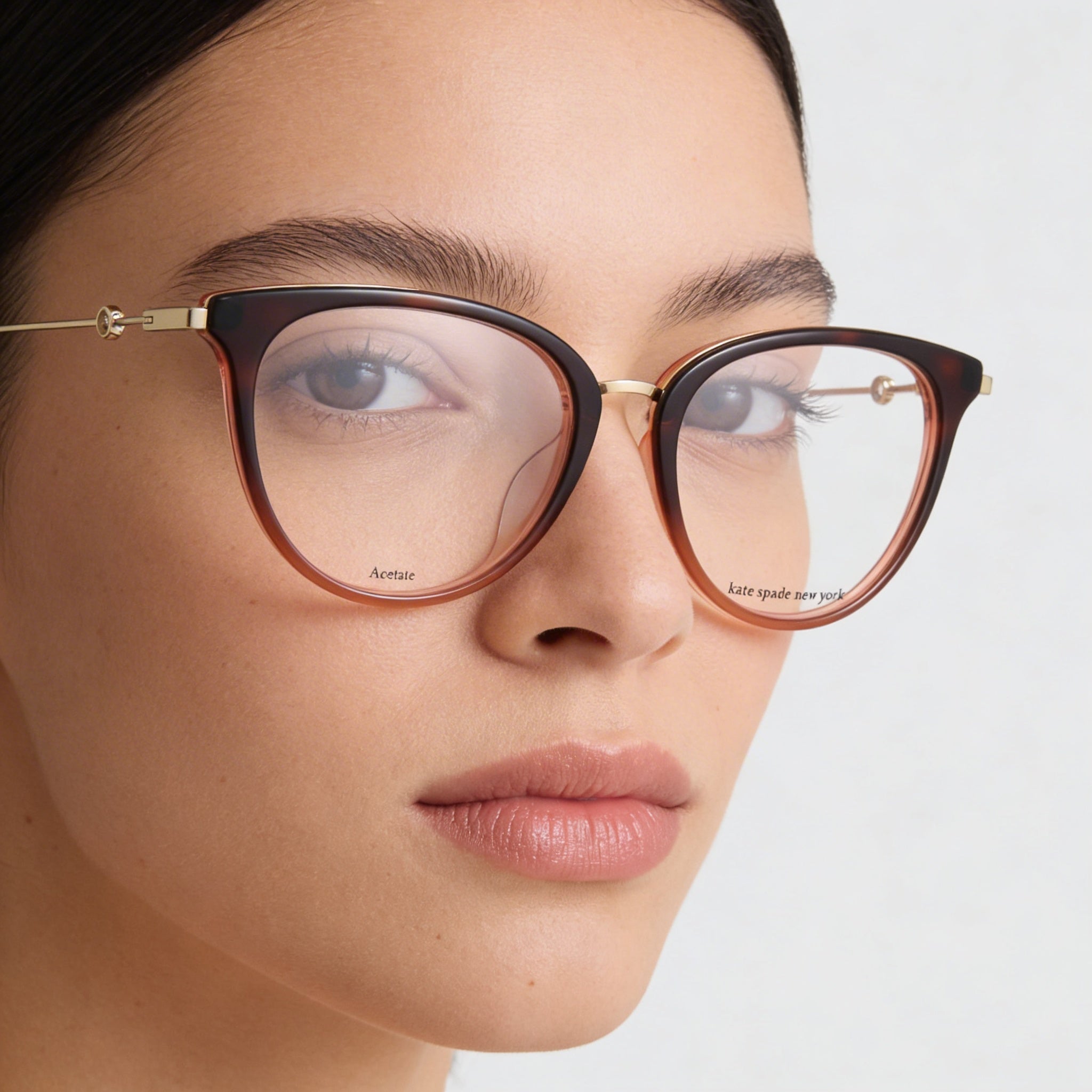 Gafas Kate Spade New York Modern unisex de acetato con montura completa Havana, logotipo dorado, ancho de lente 52mm, puente 18mm, patilla 140mm, Photo 4