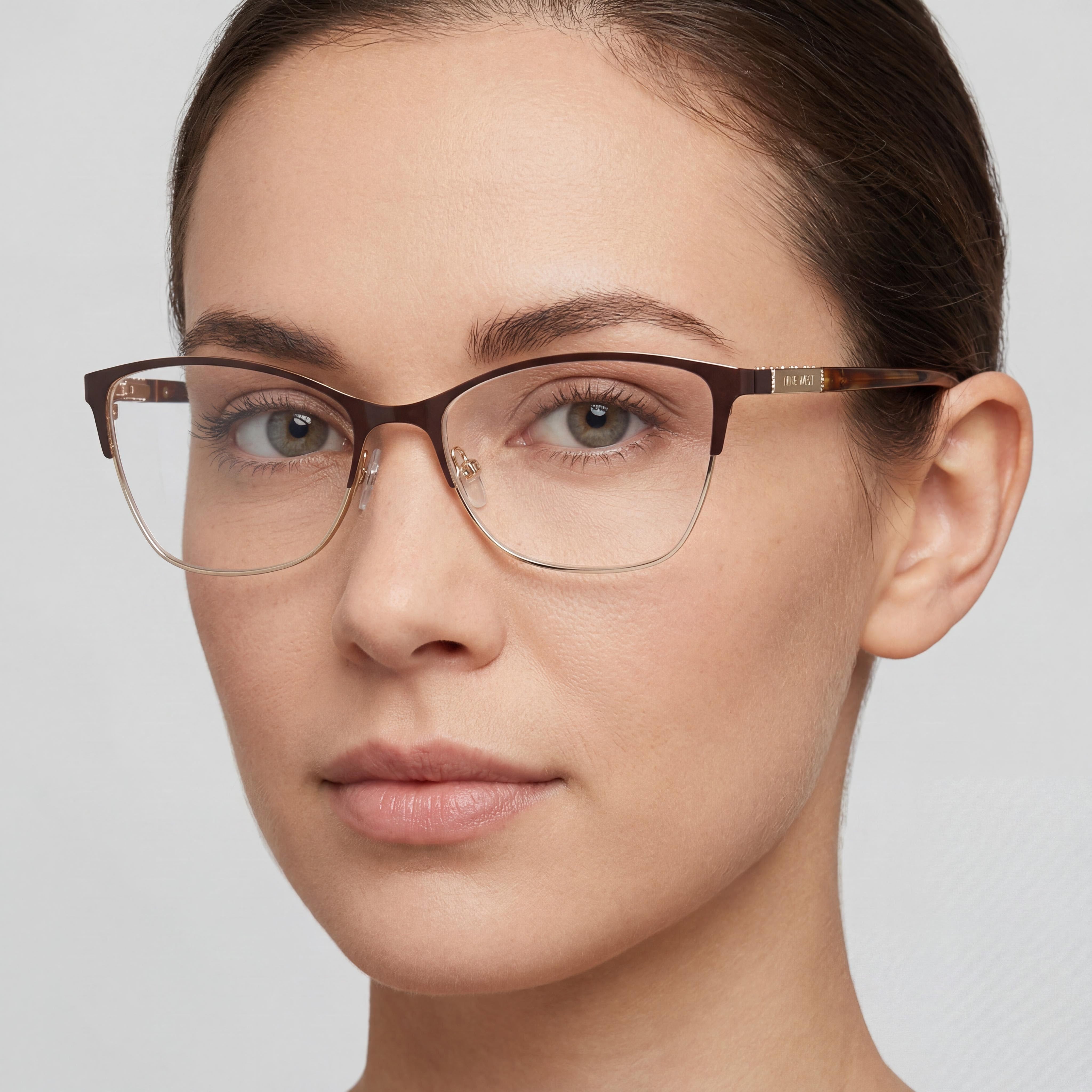 Nine West Women's Brown Gold Eyeglasses Frames with Transparent Demo Lenses - Ready for Custom Prescription Lenses, Photo 4