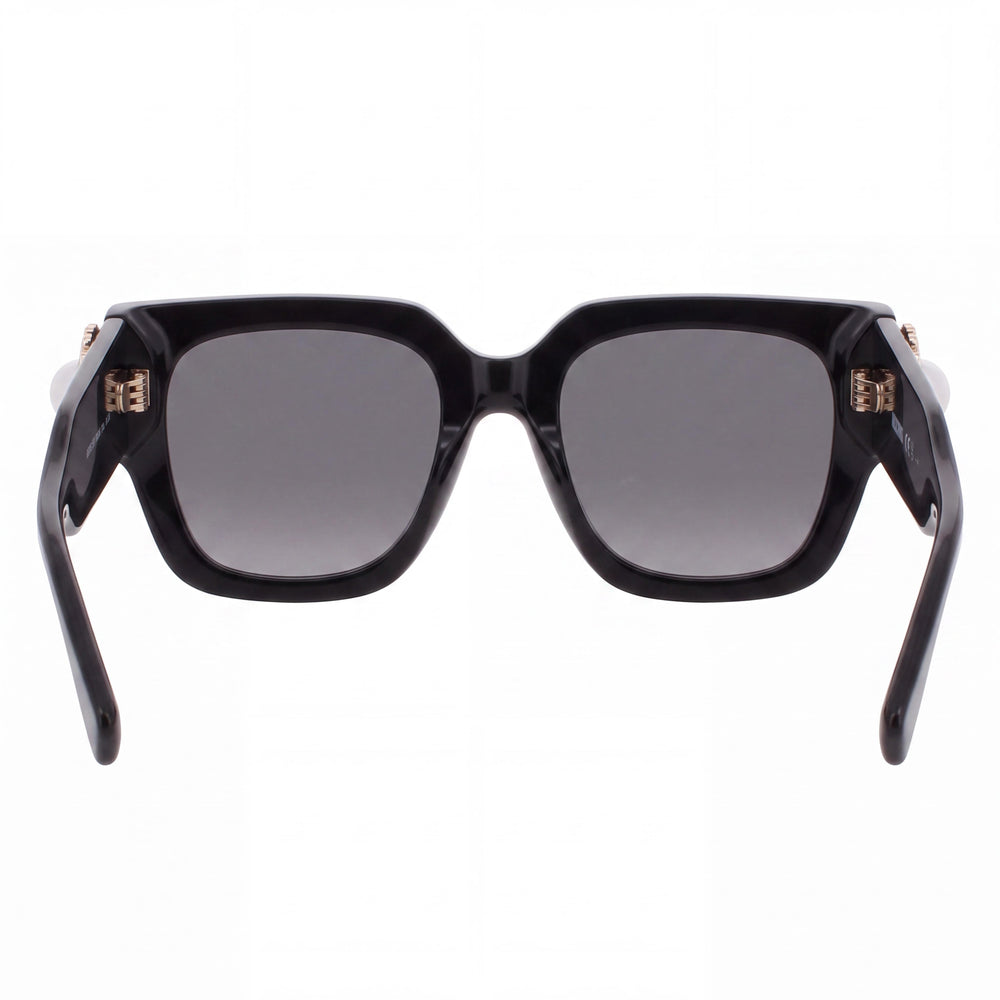 Moschino Women's MOS153/S/US Black Plastic Square Grey Shaded 100% UV Non-Polarized Sunglasses 52mm