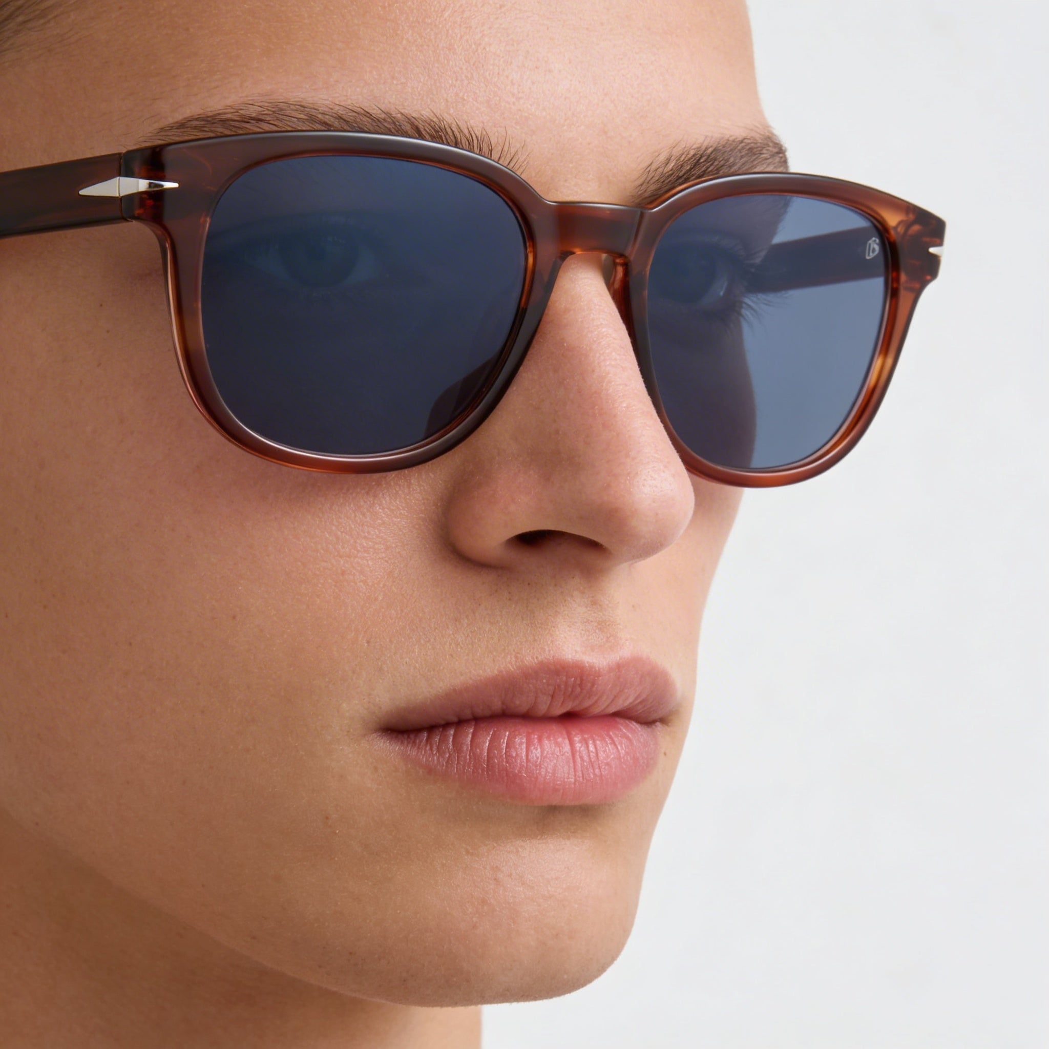 David Beckham Db 1062/S Unisex Acetate Brown Horn Blue Frame Brown Horn Polycarbonate UV Protection 52mm, Photo 5