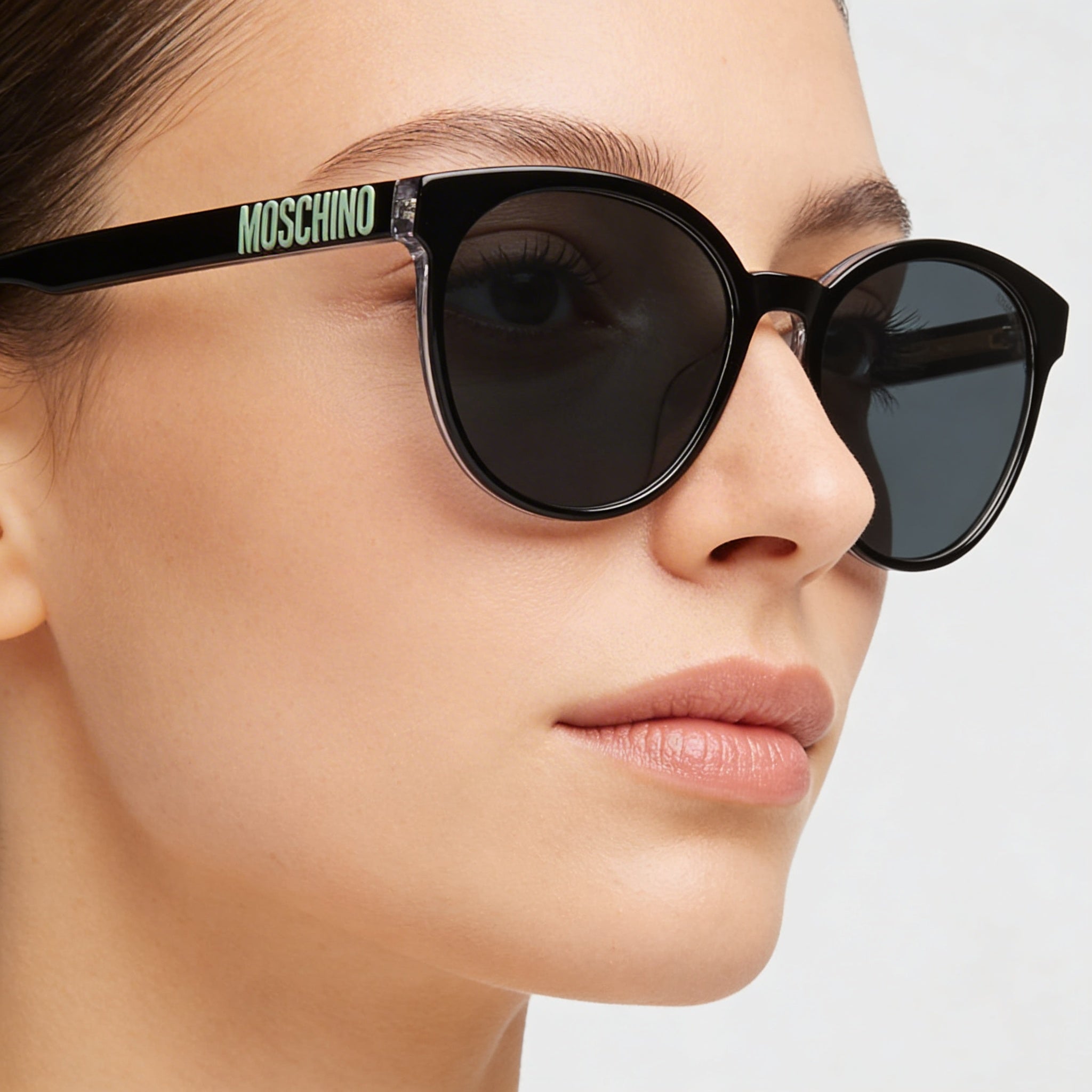 Gafas de sol Moschino informales para mujer con montura de acetato negro y cristales, lentes grises, protección UV, 58 mm, Photo 4