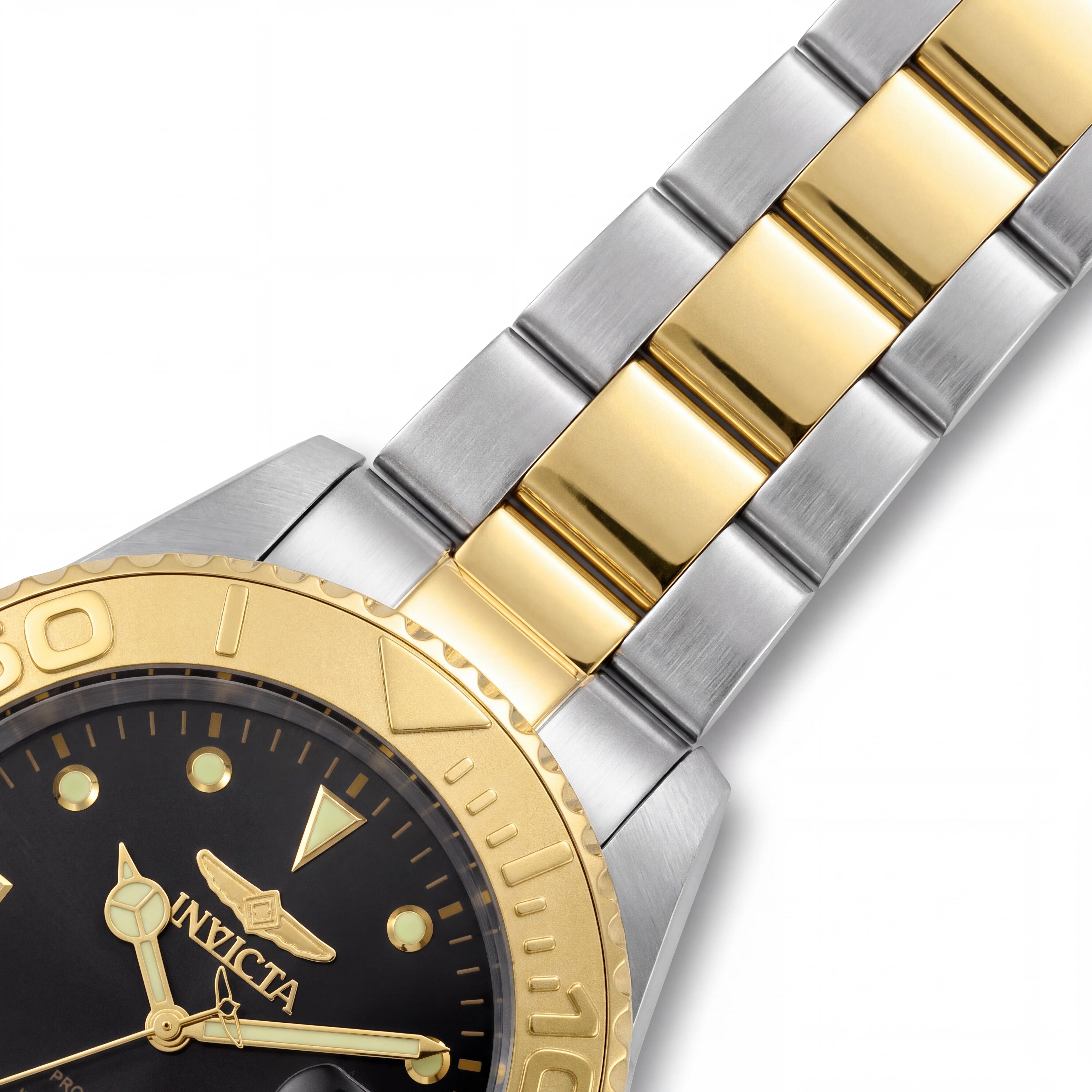 Reloj Invicta para hombre, de pulsera, de dos tonos, de acero inoxidable, analógico, esfera negra, resistente al agua hasta 200 m, 43 mm, Photo 3
