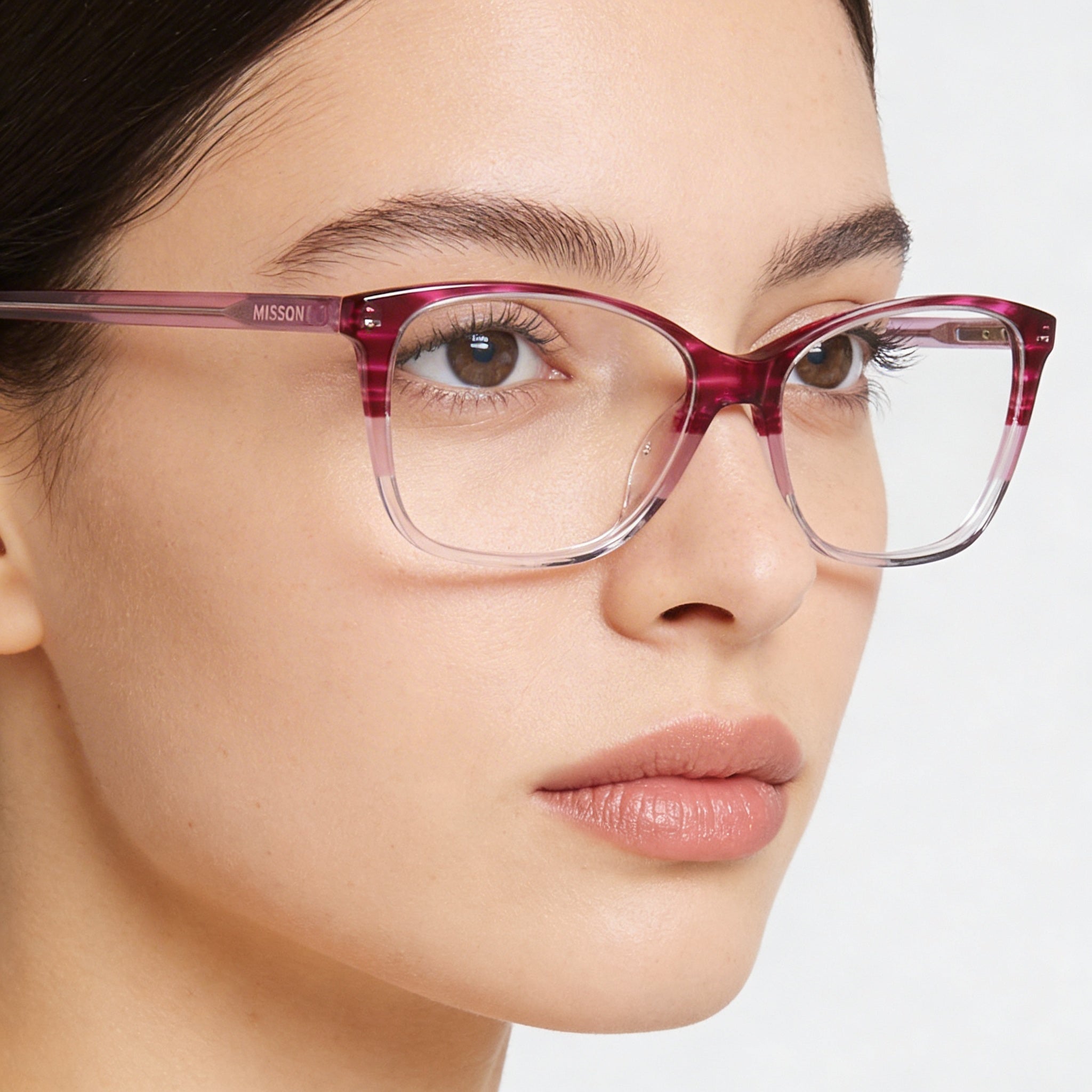 Monturas ópticas cuadradas Missoni MMI 0010 para mujer, montura completa, acetato tritono en color cuerno rosa, talla 54-16-140, Photo 5