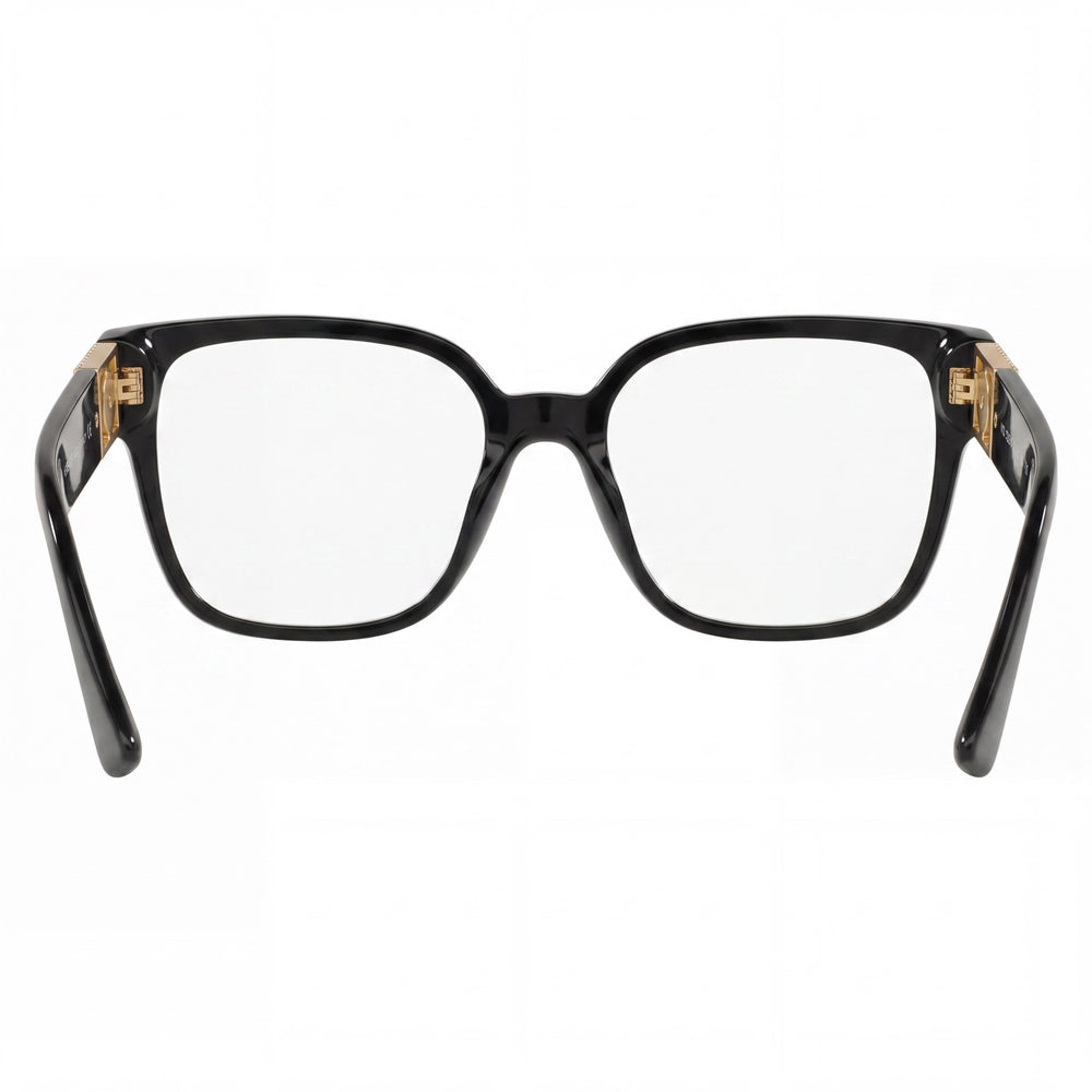 Gafas Versace Ve 3329b Cuadradas de Acetato de Montura Completa Negras con Logotipo Dorado para Mujer con Lentes de Demostración 54mm