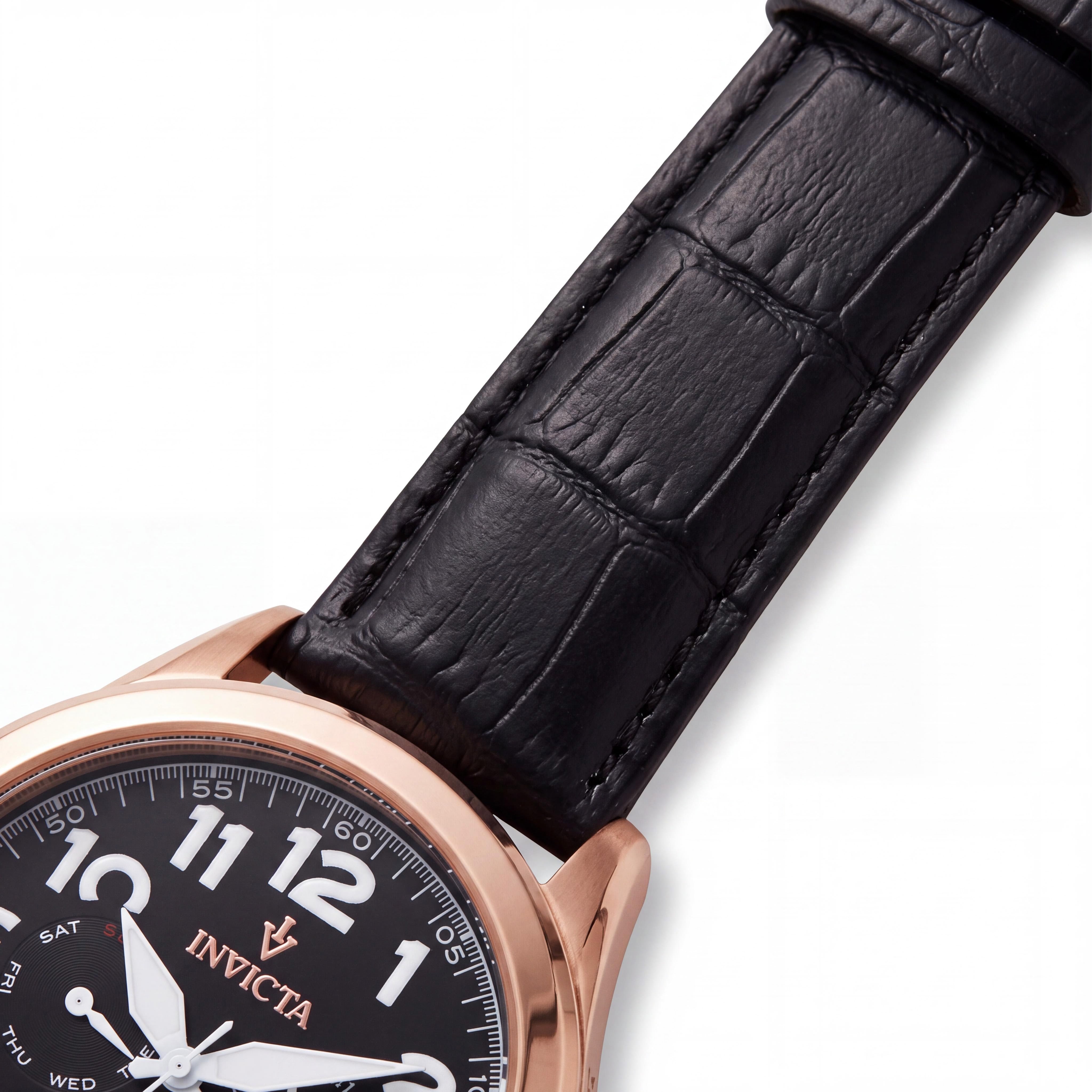 Invicta VINTAGE 11742 Men's Rose Gold-Tone Stainless Steel Swiss Quartz Croco-Embossed Leather Watch 45mm, Photo 3