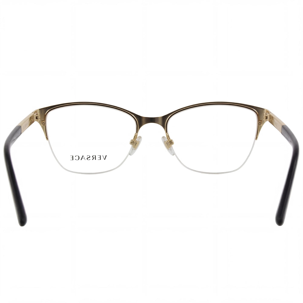 Versace Women's Ve 1218 Black Gold Rubber Oval Heart Optical Frames with Clear Lenses, 53-17-140
