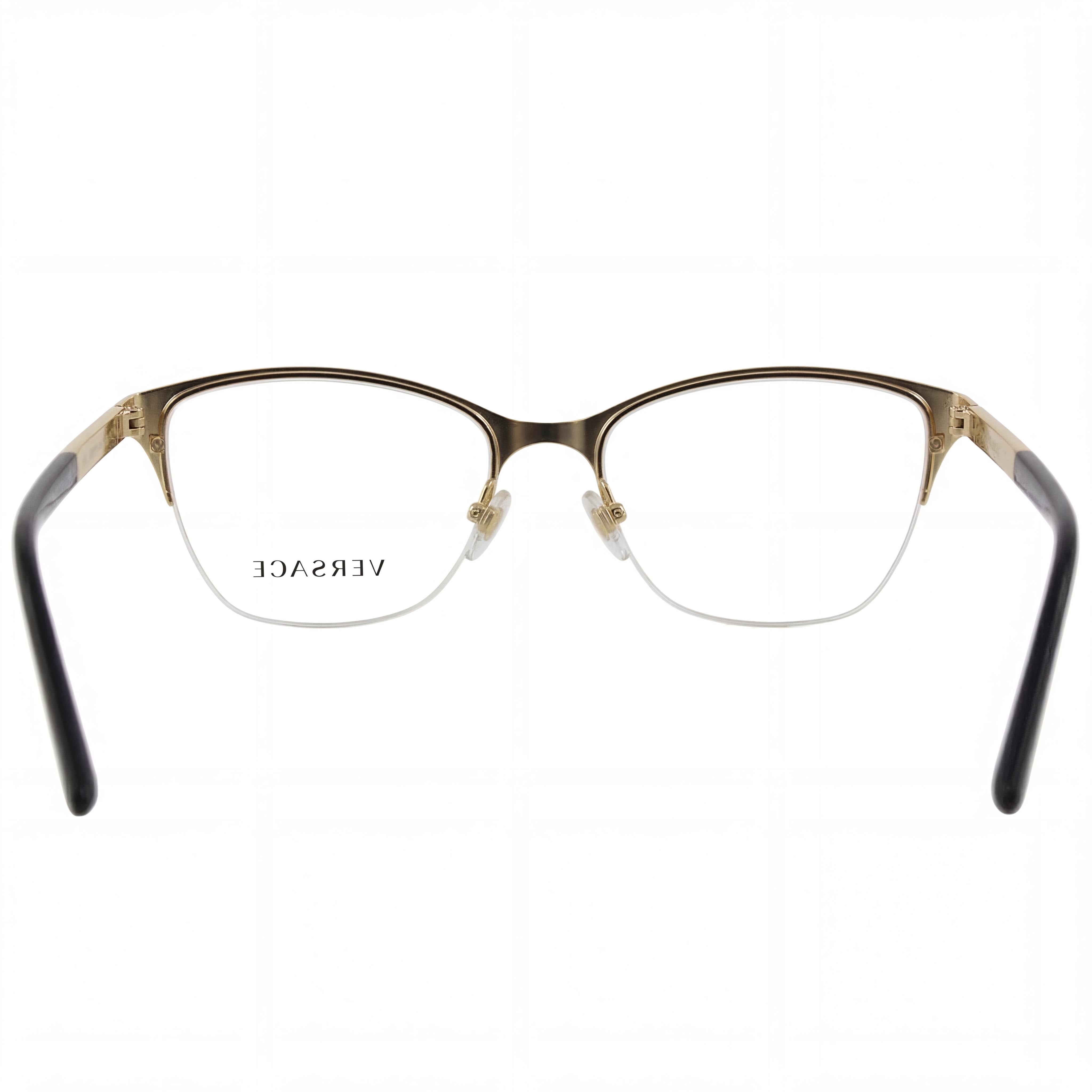 Versace Women's Ve 1218 Black Gold Rubber Oval Heart Optical Frames with Clear Lenses, 53-17-140, Photo 3