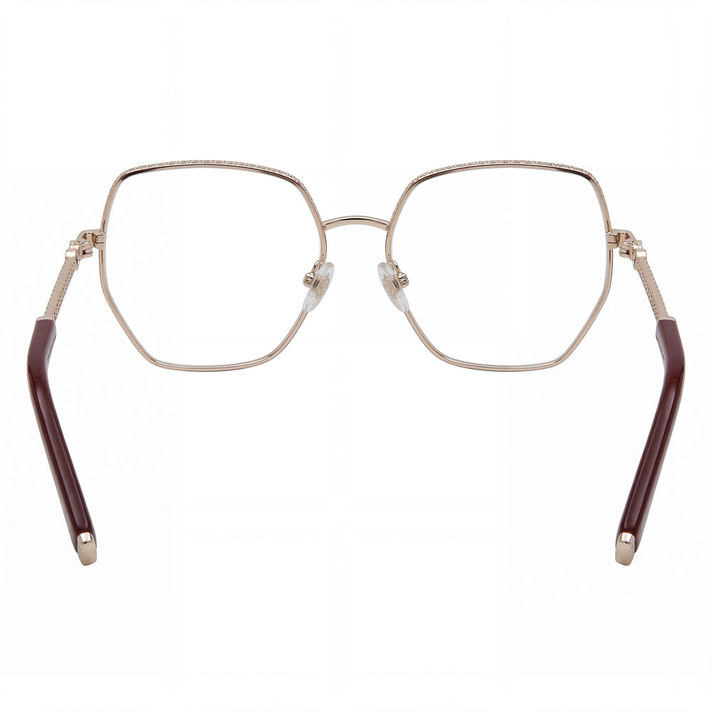 Gafas de sol Philipp Plein Vpp054s con montura de metal y forma de ojo de gato para mujer, con cristales en oro rosa burdeos (57-15-135)