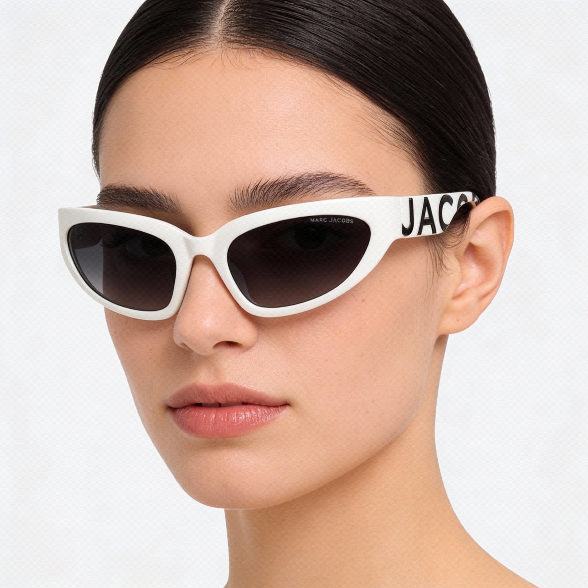 Marc Jacobs Marc 738/S Women's White, Black Cellulose Propionate Frame Dark Grey Shaded Non-Polarized Sunglasses 61mm, Photo 4